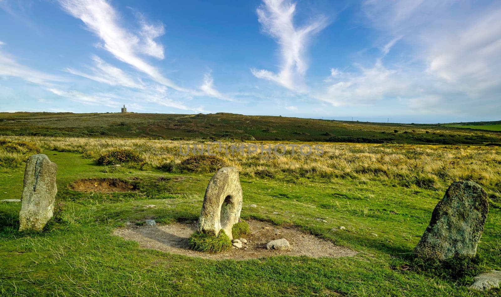 Men-an-Tol known as Men an Toll or Crick Stone - small formation of standing stones in Cornwall, United Kingdom