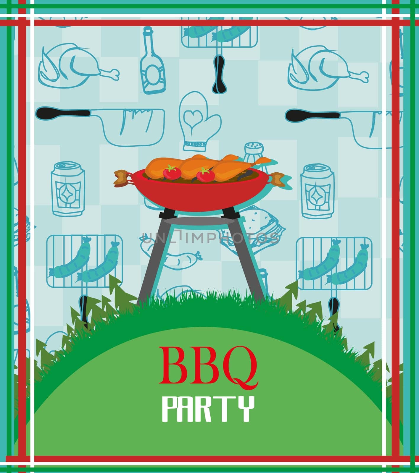 Barbecue Party menu card Invitation