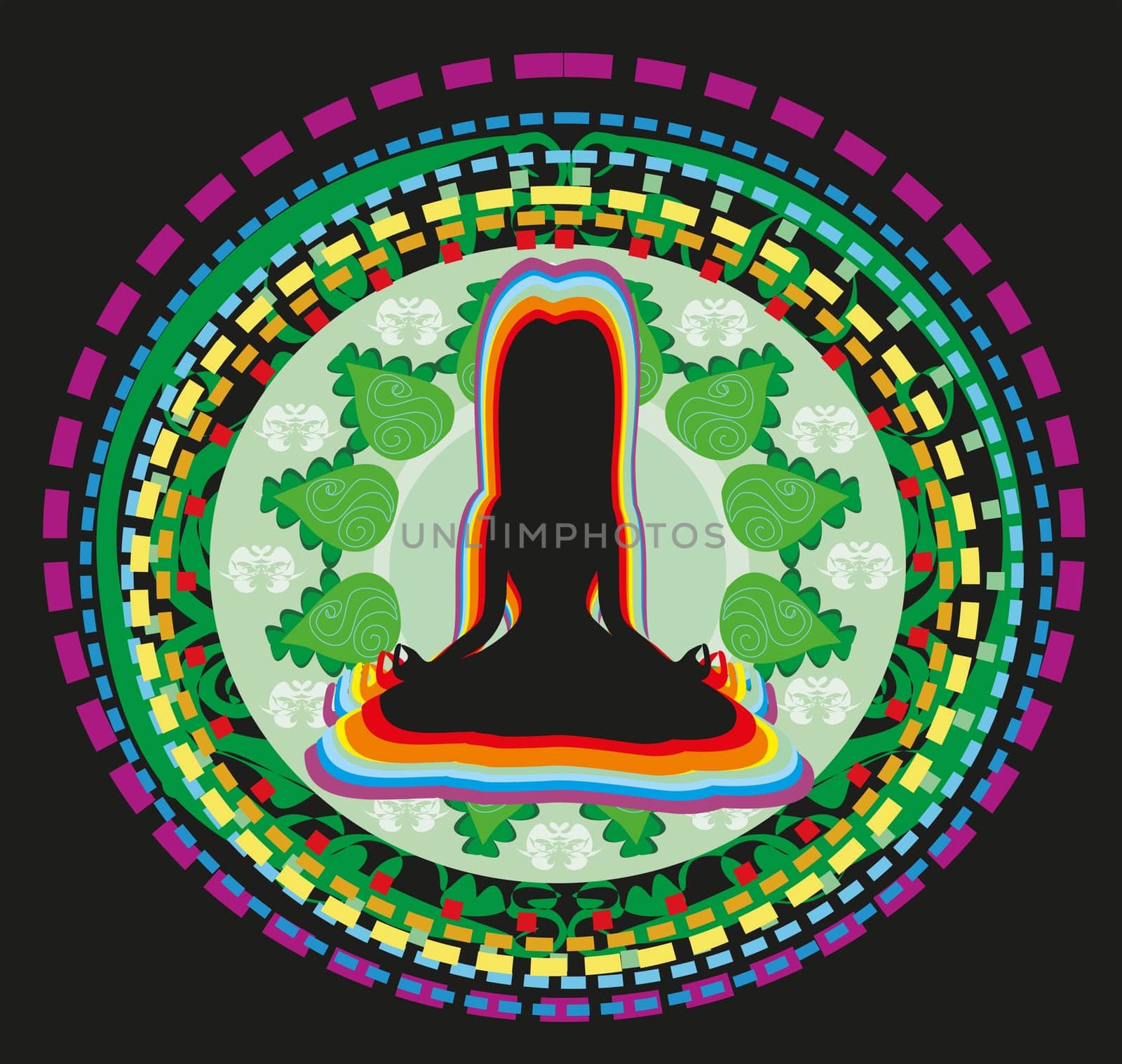 Woman silhouette sitting in lotus pose