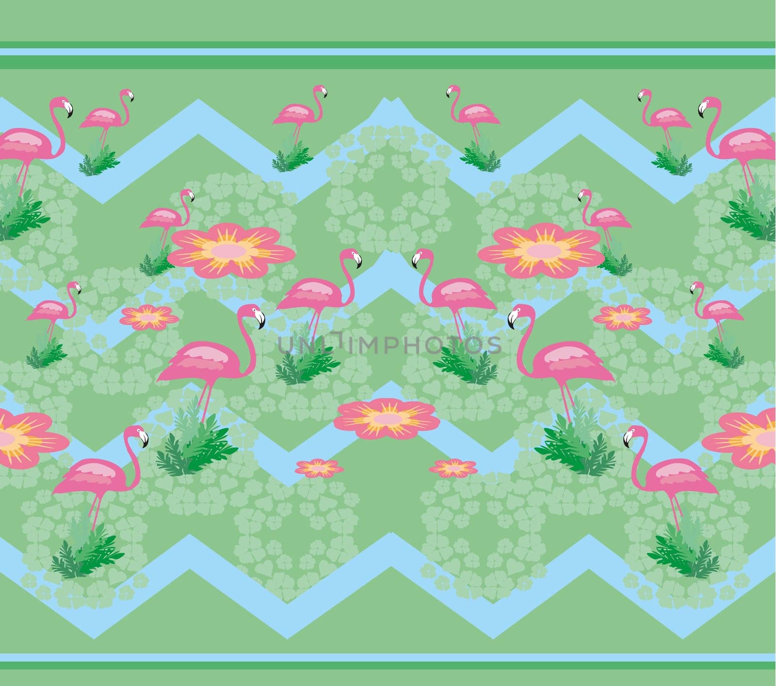 Seamless flamingo bird pattern