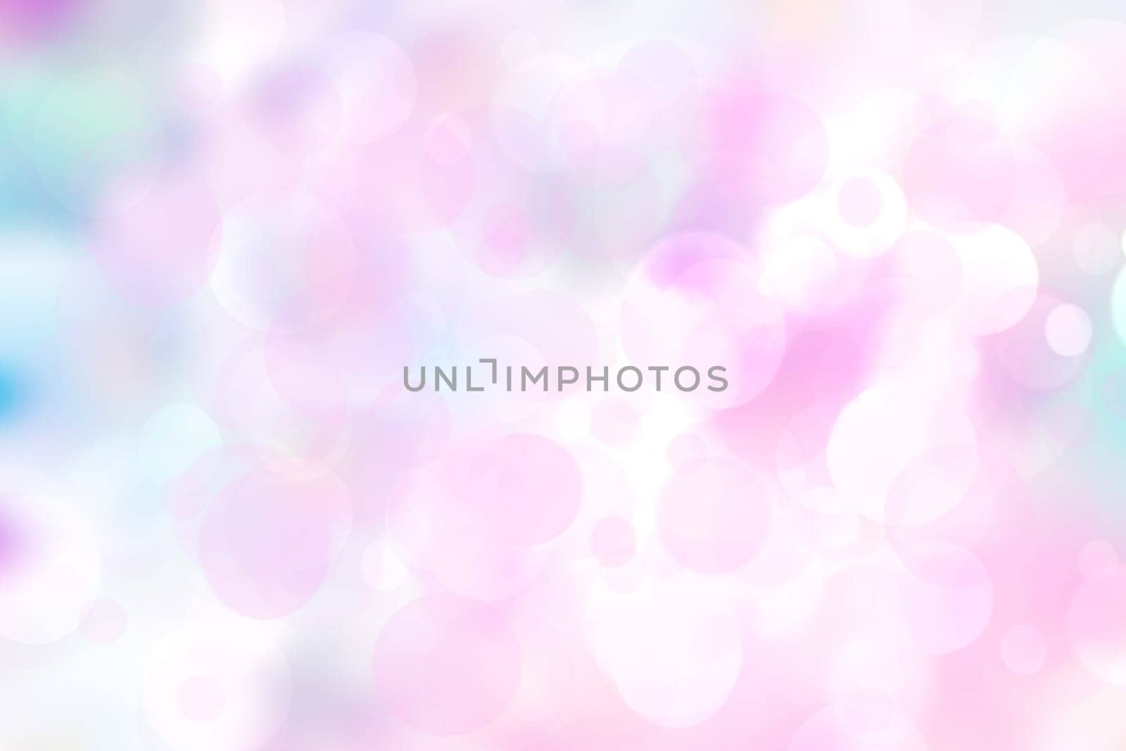 Abstract blurred fresh vivid spring summer light delicate pastel blue pink white bokeh background texture with bright circular soft color lights. Beautiful backdrop illustration.