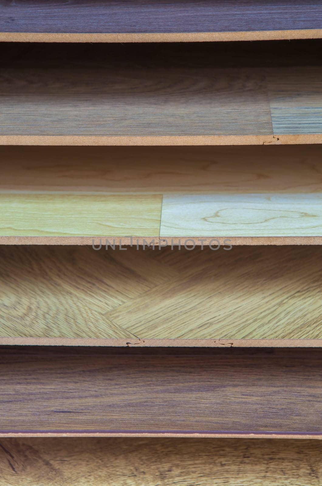 Laminate Flooring samples. Visible dovetail edge