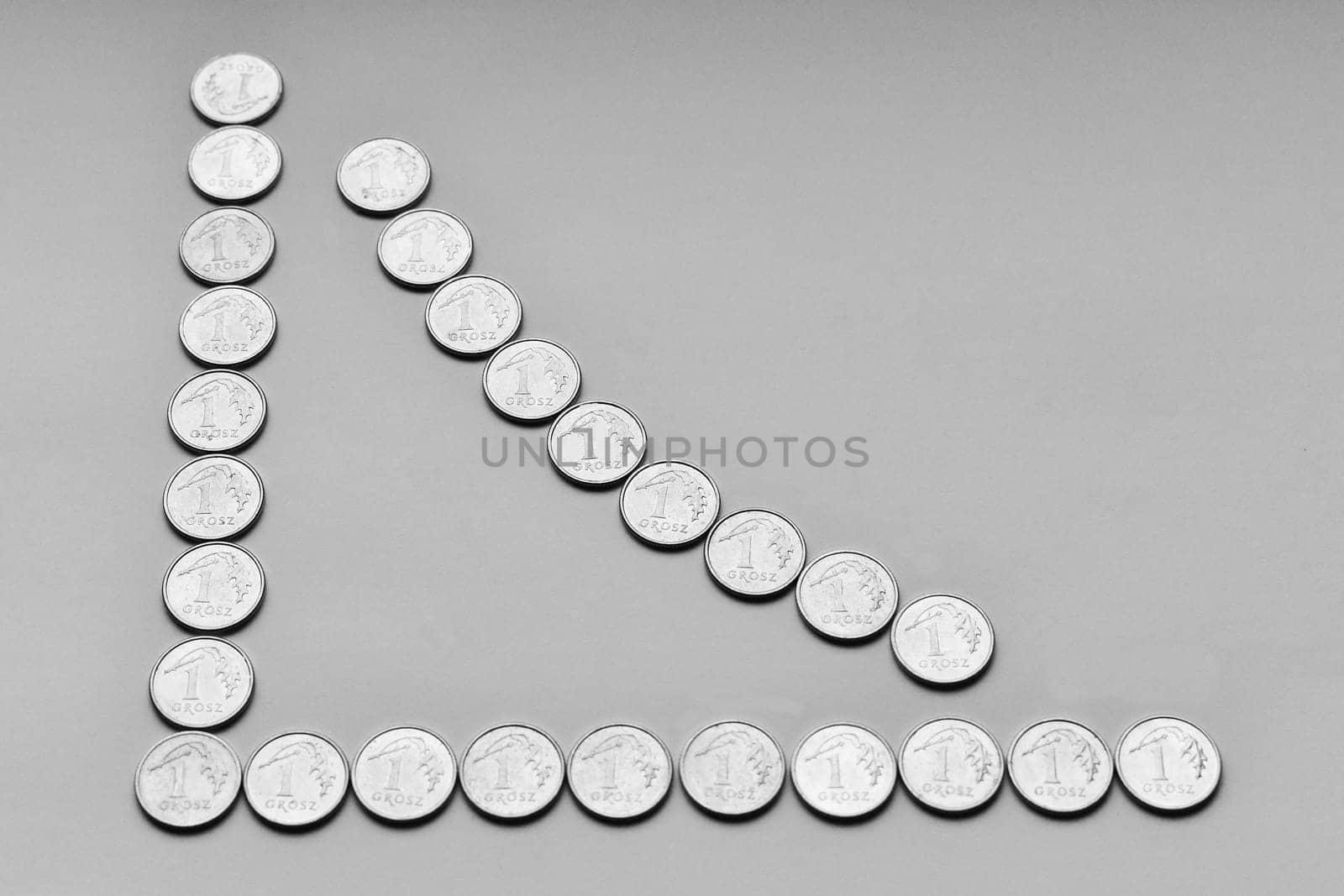 .Decline in the value of money, coins of 1 Polish grosz