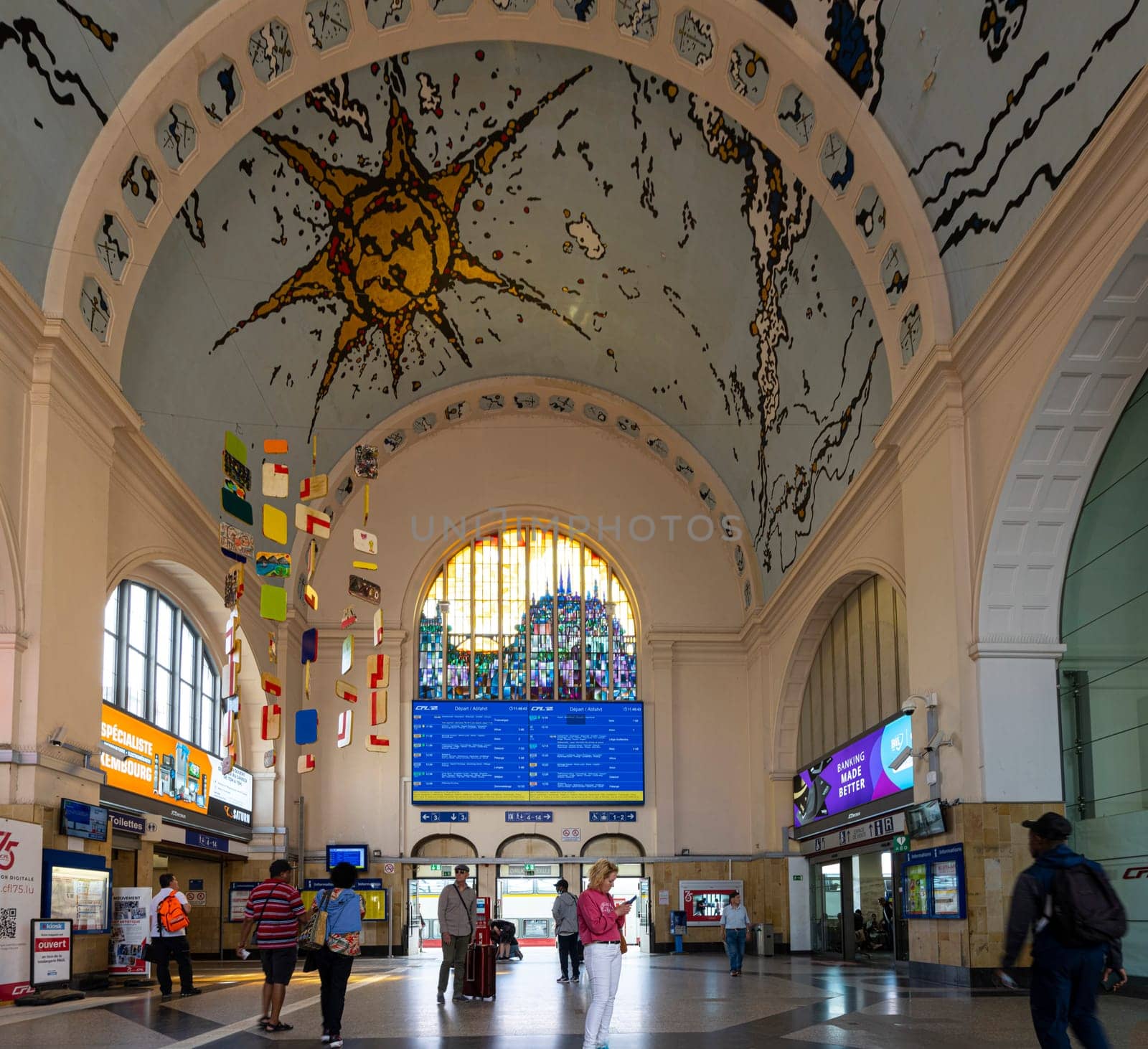 Luxembourg city, May 2022.  View of the central hall of the railway station