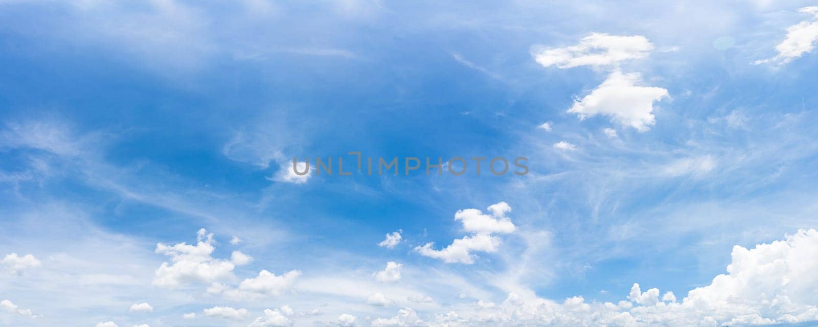 Panorama fluffy clouds in the blue sky, Panoramic fluffy clouds against blue sky