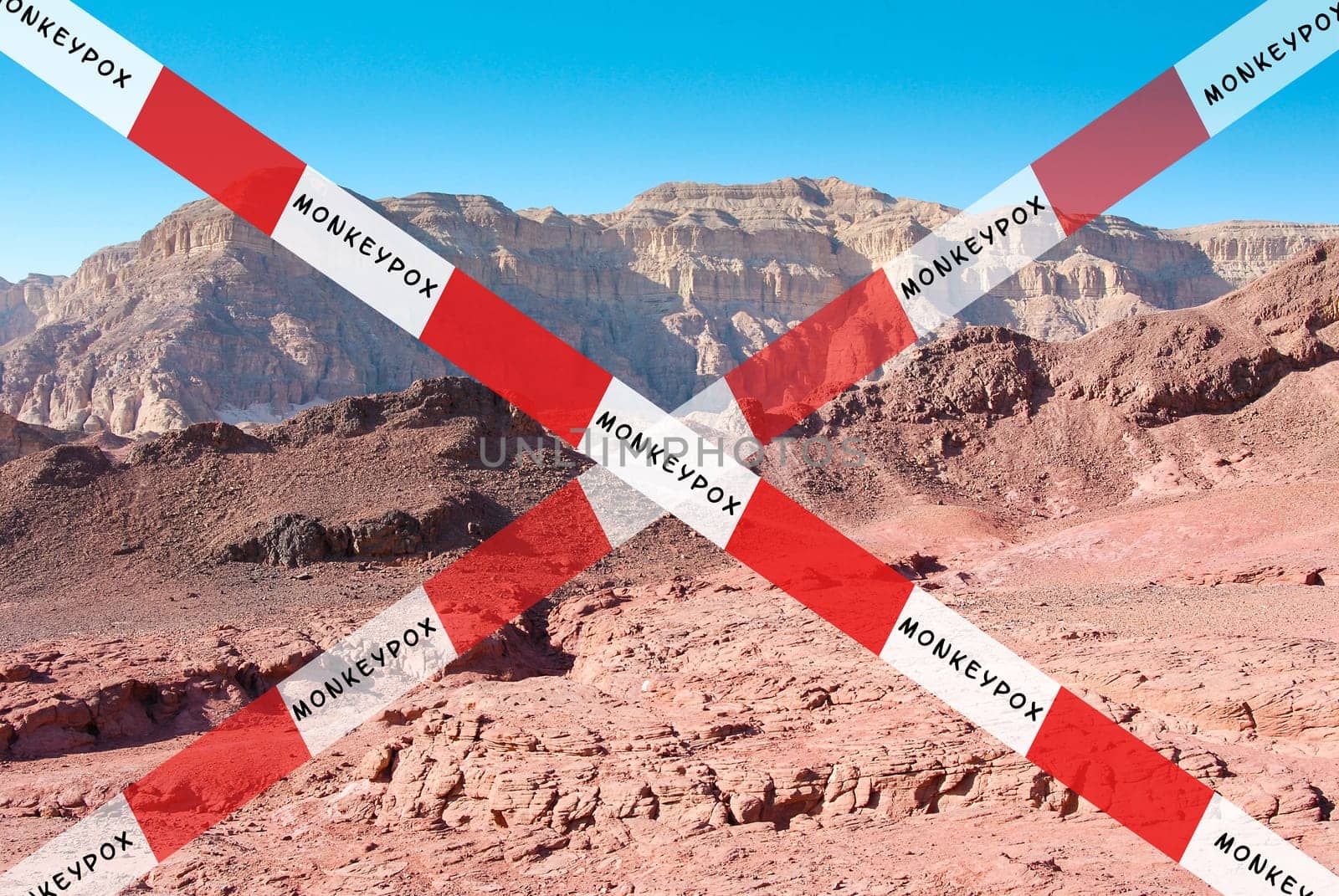 Closed travel destination due to monkey pox outbreak, the MPXV virus, infectious disease spreading, pandemic