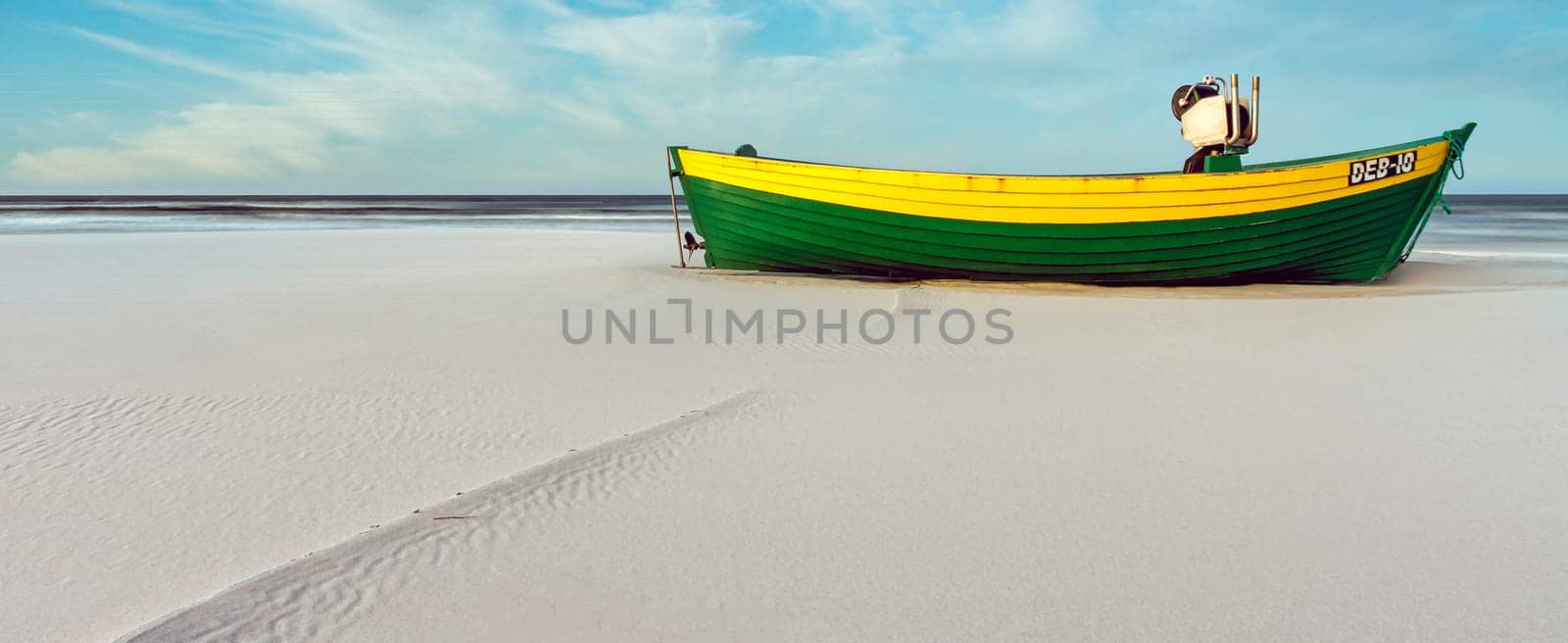 Fishing boat on Polish beach - Debki, Pomerania, Poland
