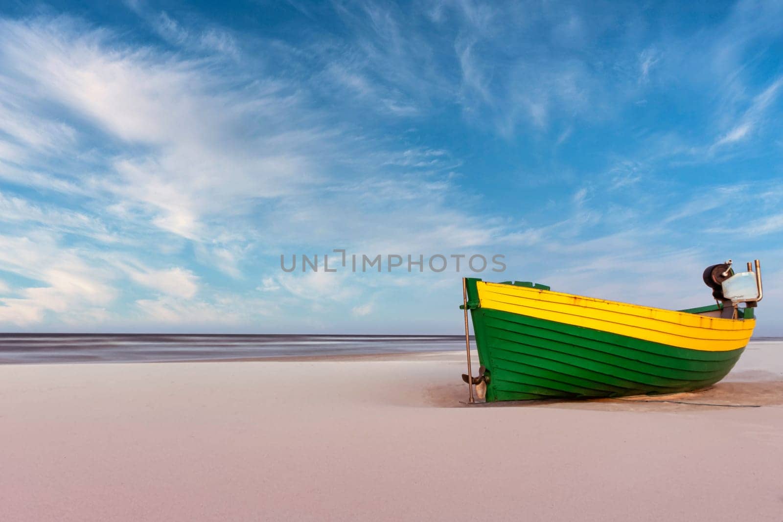 Fishing boat on Polish beach - Debki, Pomerania, Poland