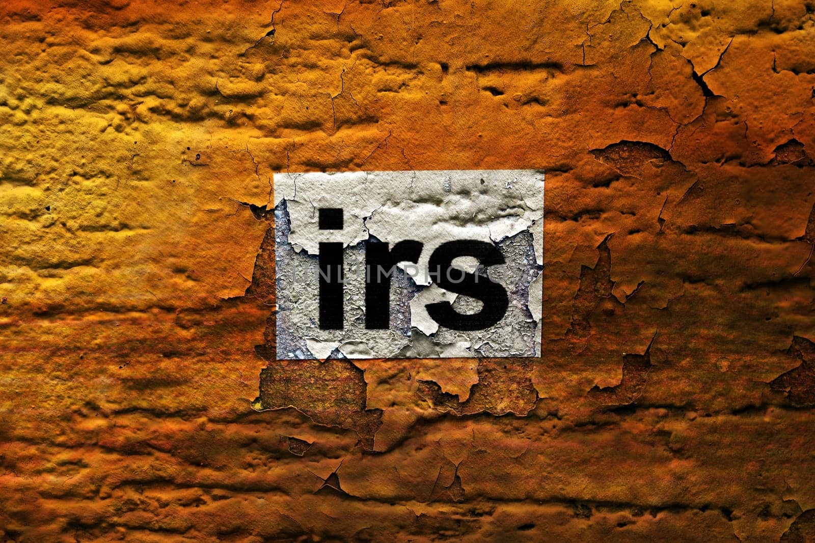 Irs text on grunge background