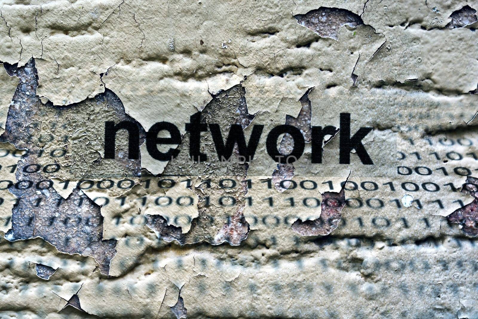 Network text on grunge background