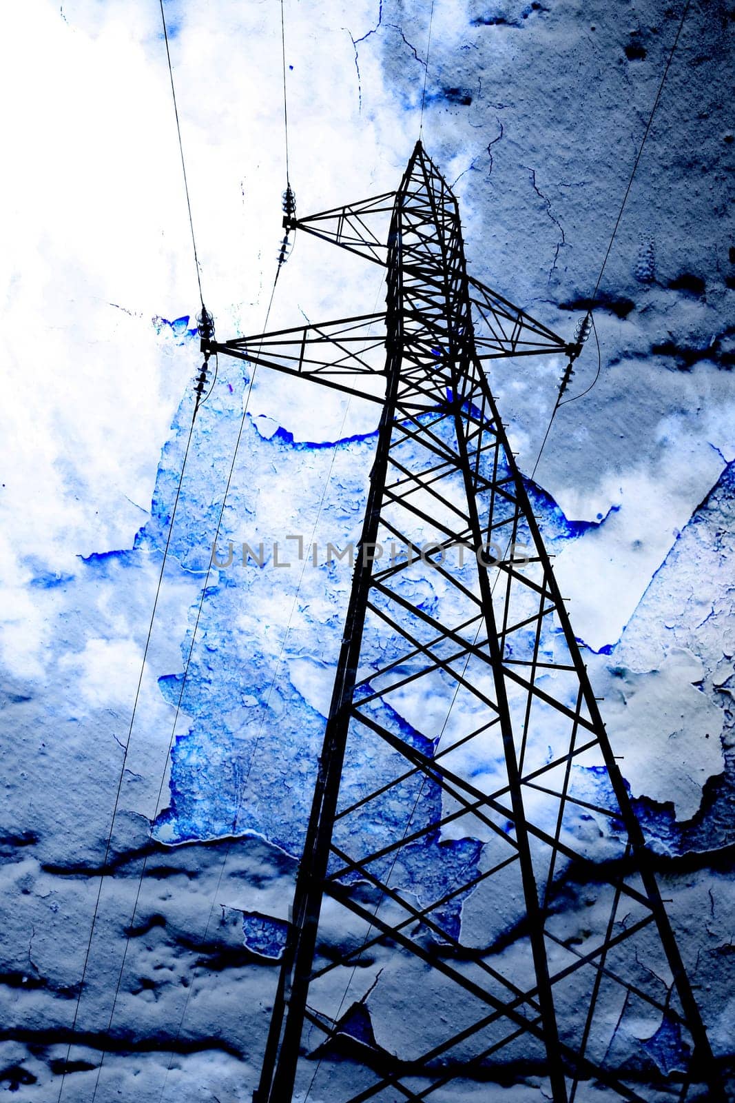 Power line against grunge background