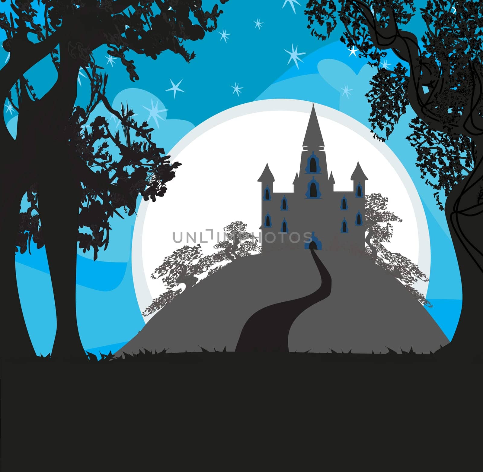 Magic Fairy Tale Princess Castle in the night