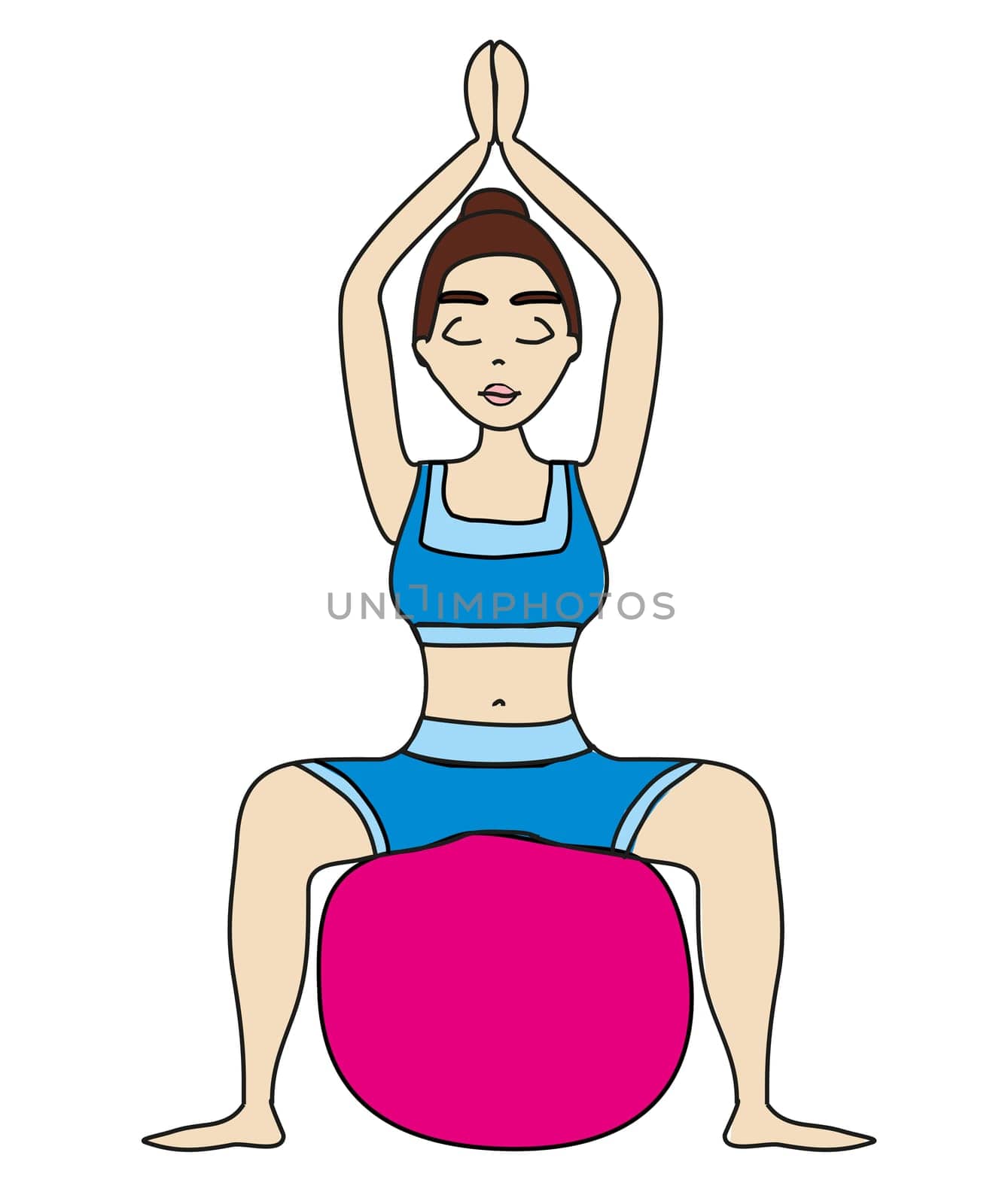 woman with a pilates ball - Doodle illustration