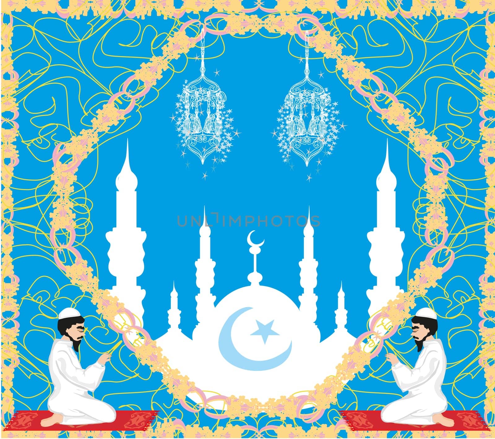 Abstract religious card - muslim man praying