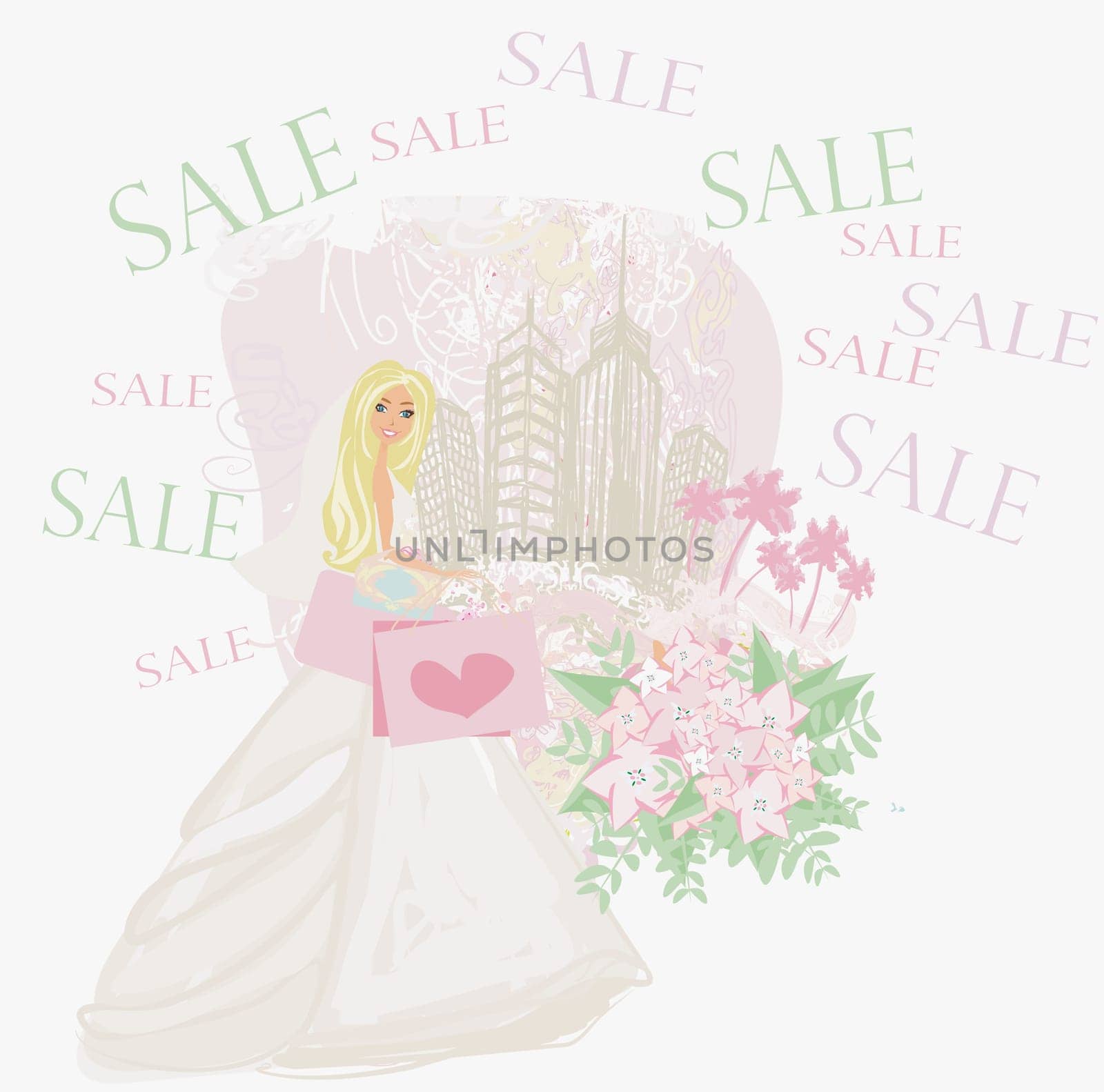 Happy bride shopping - card