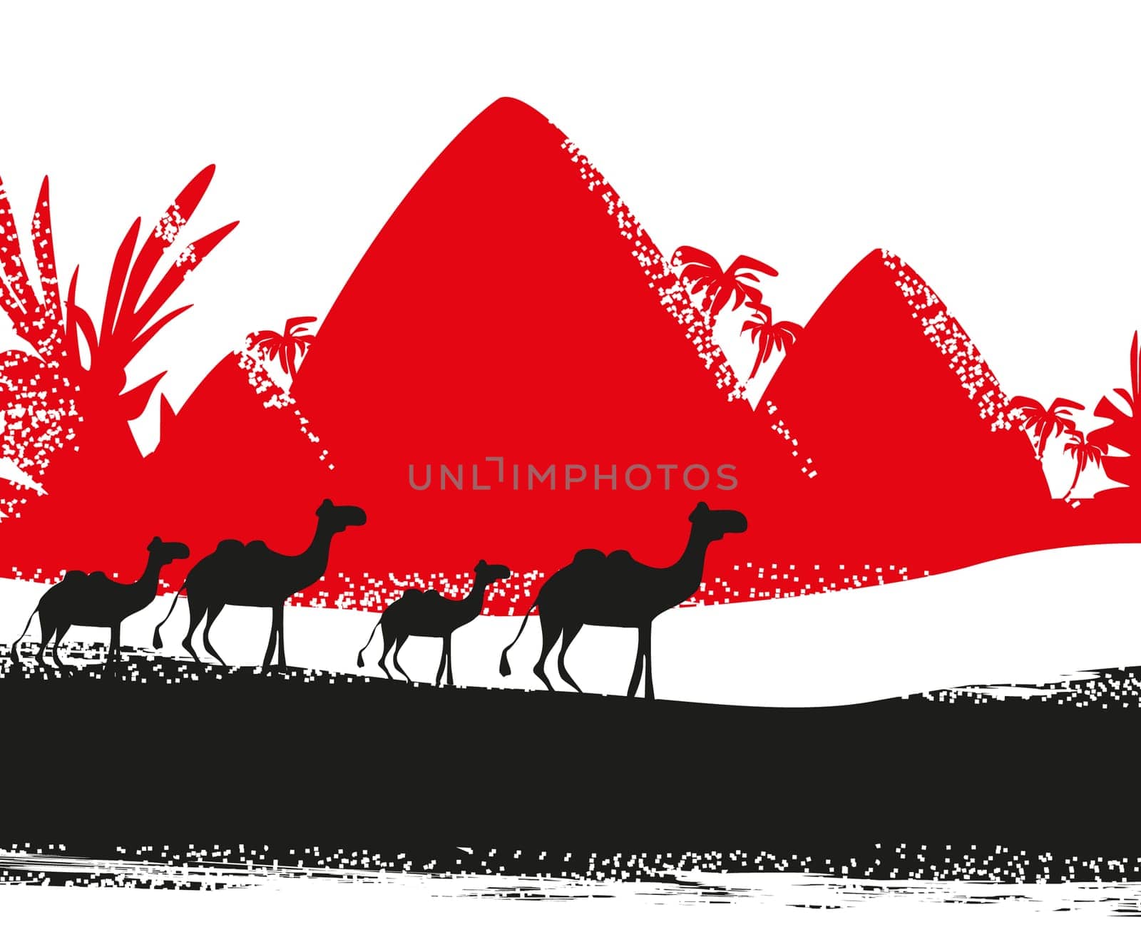 Camel caravan in wild africa