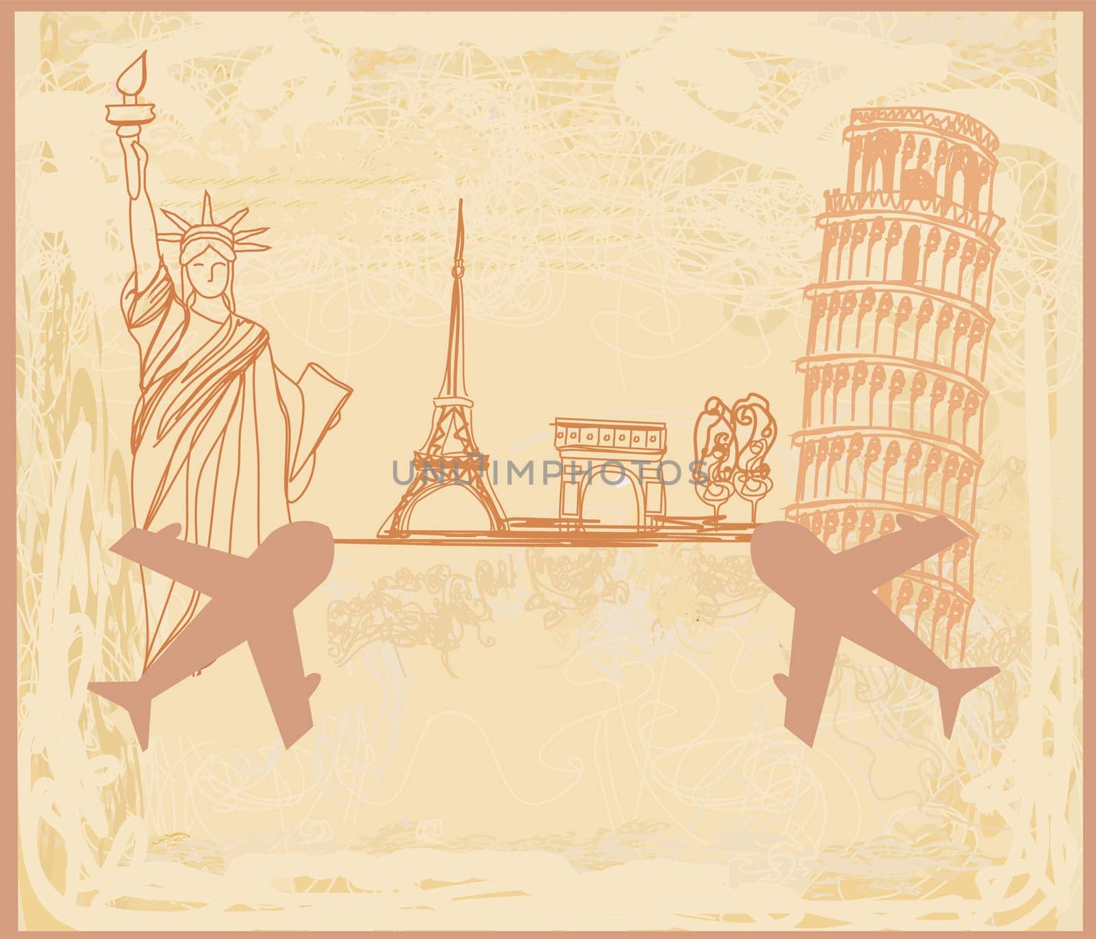 Travel design with different monuments