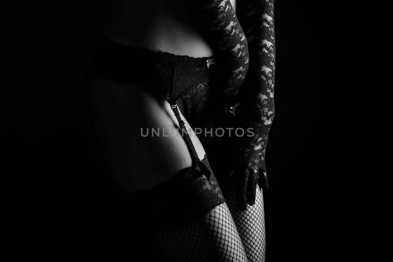 Sexy woman in black laced lingerie.