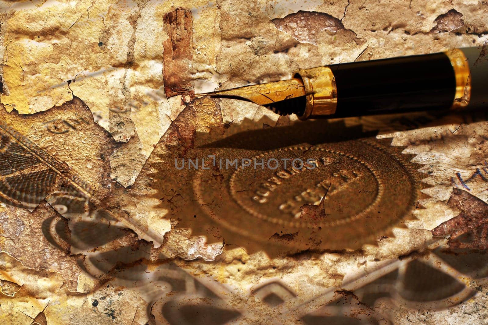 Pen on corporate seal