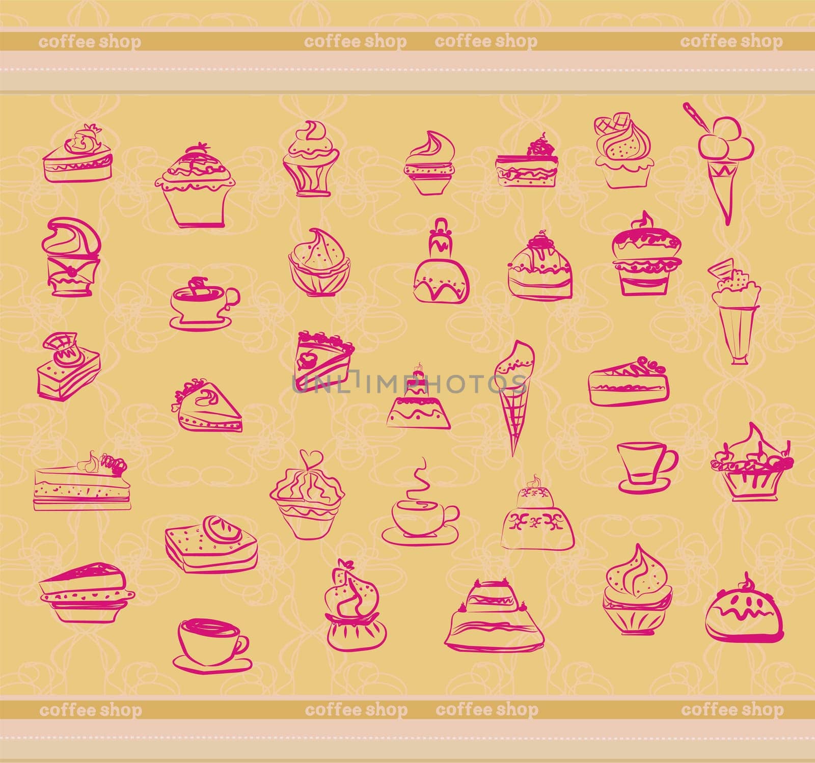 sweet doodle dessert background