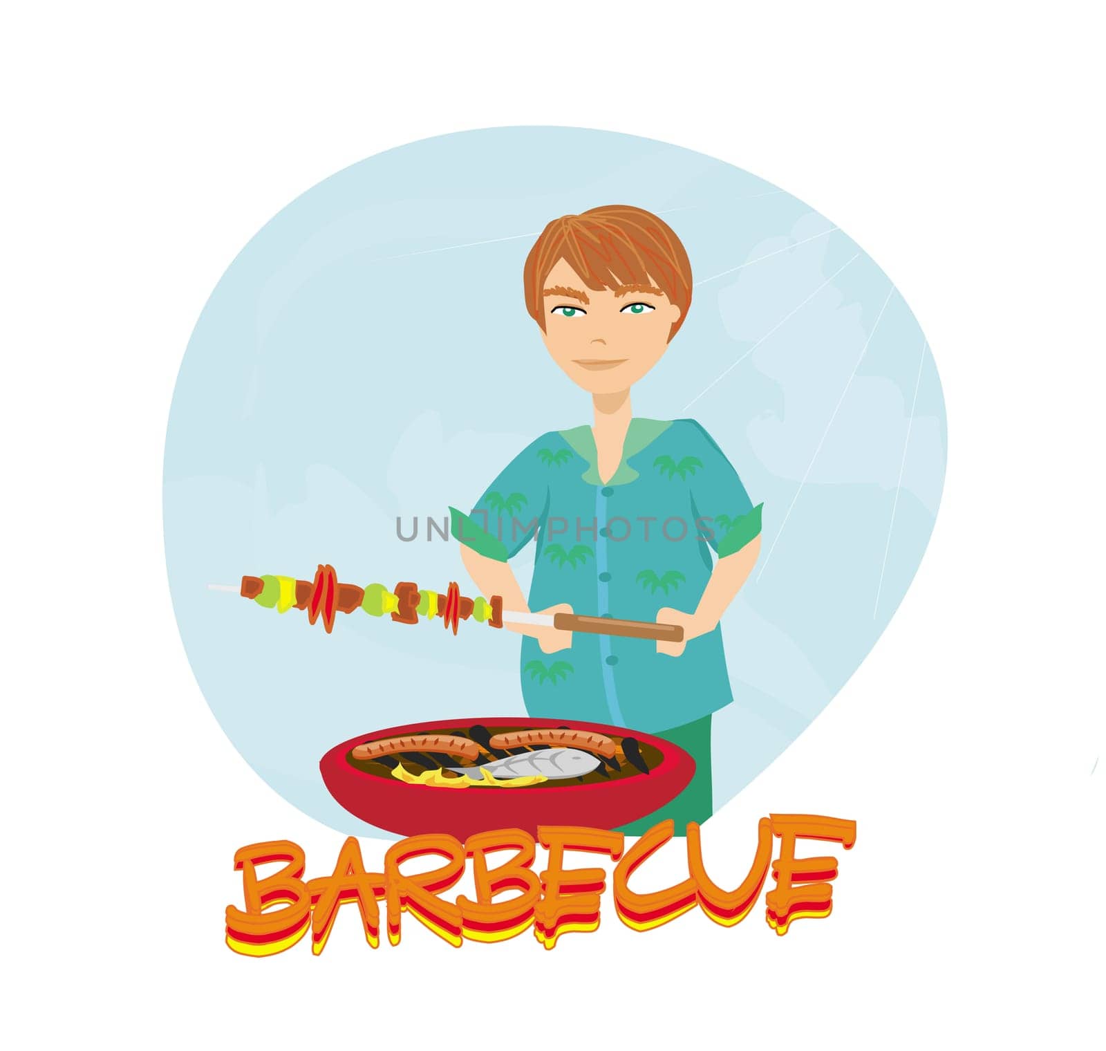 man cooking on his barbecue card