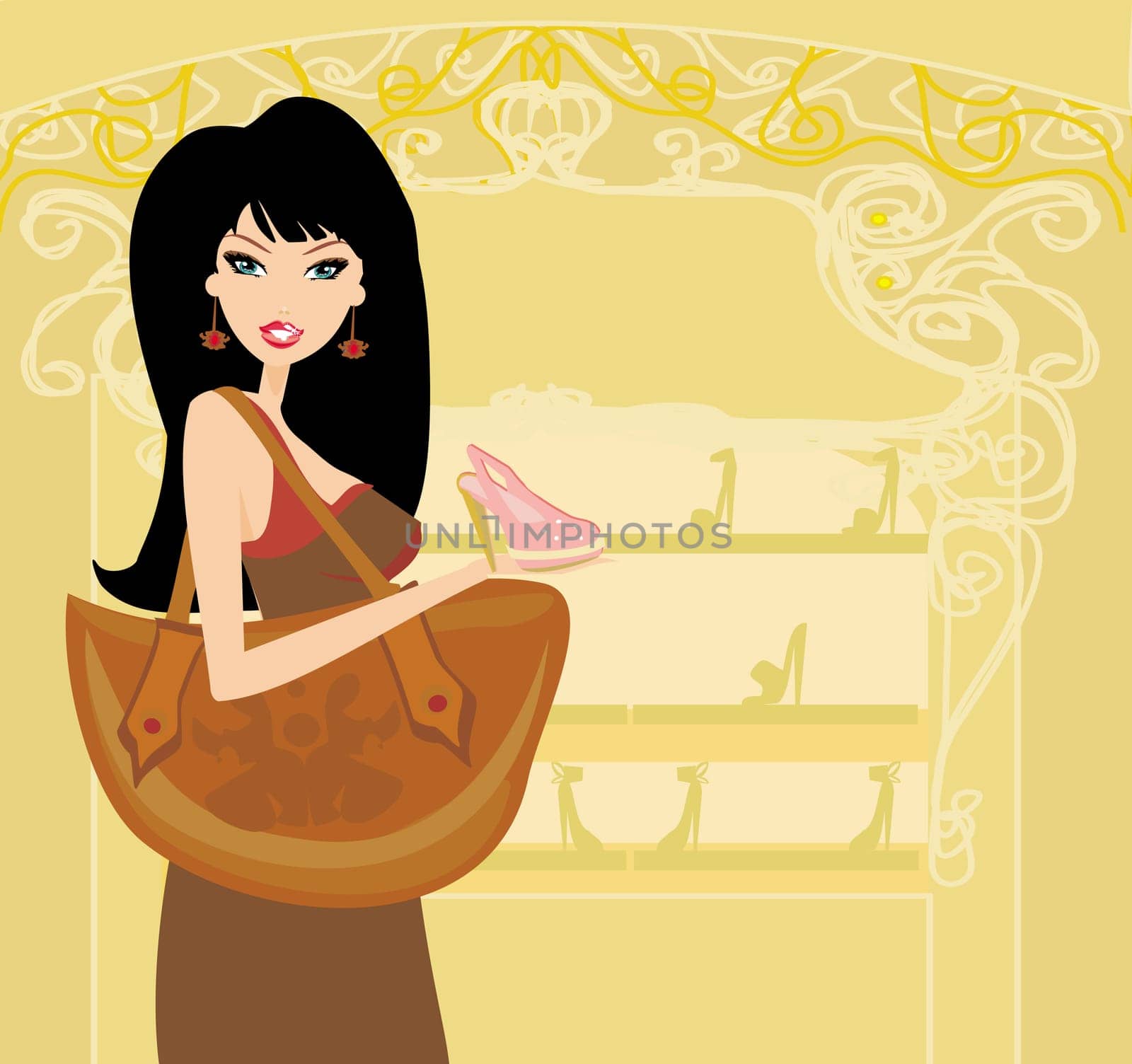 Fashion girl shopping in shoe shop