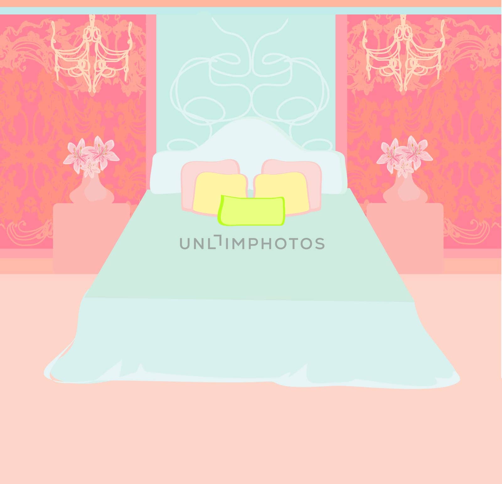 Bedroom interior vector