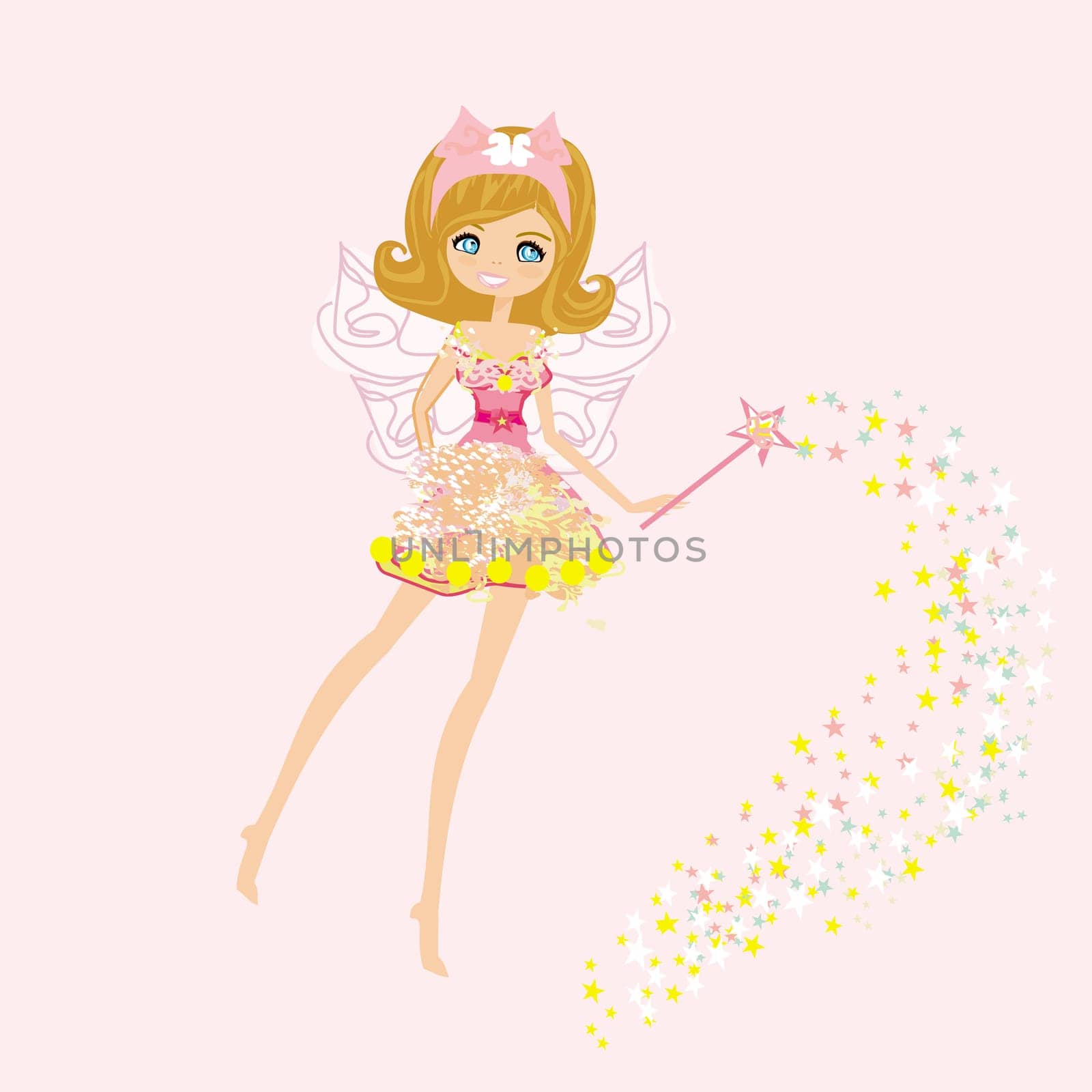 beautiful fairy with magic wand vector graphic