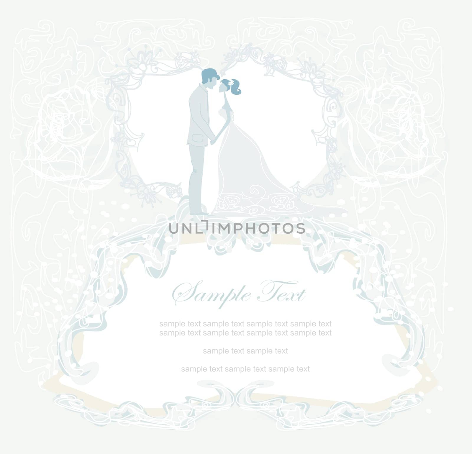 elegant wedding invitation with wedding couple