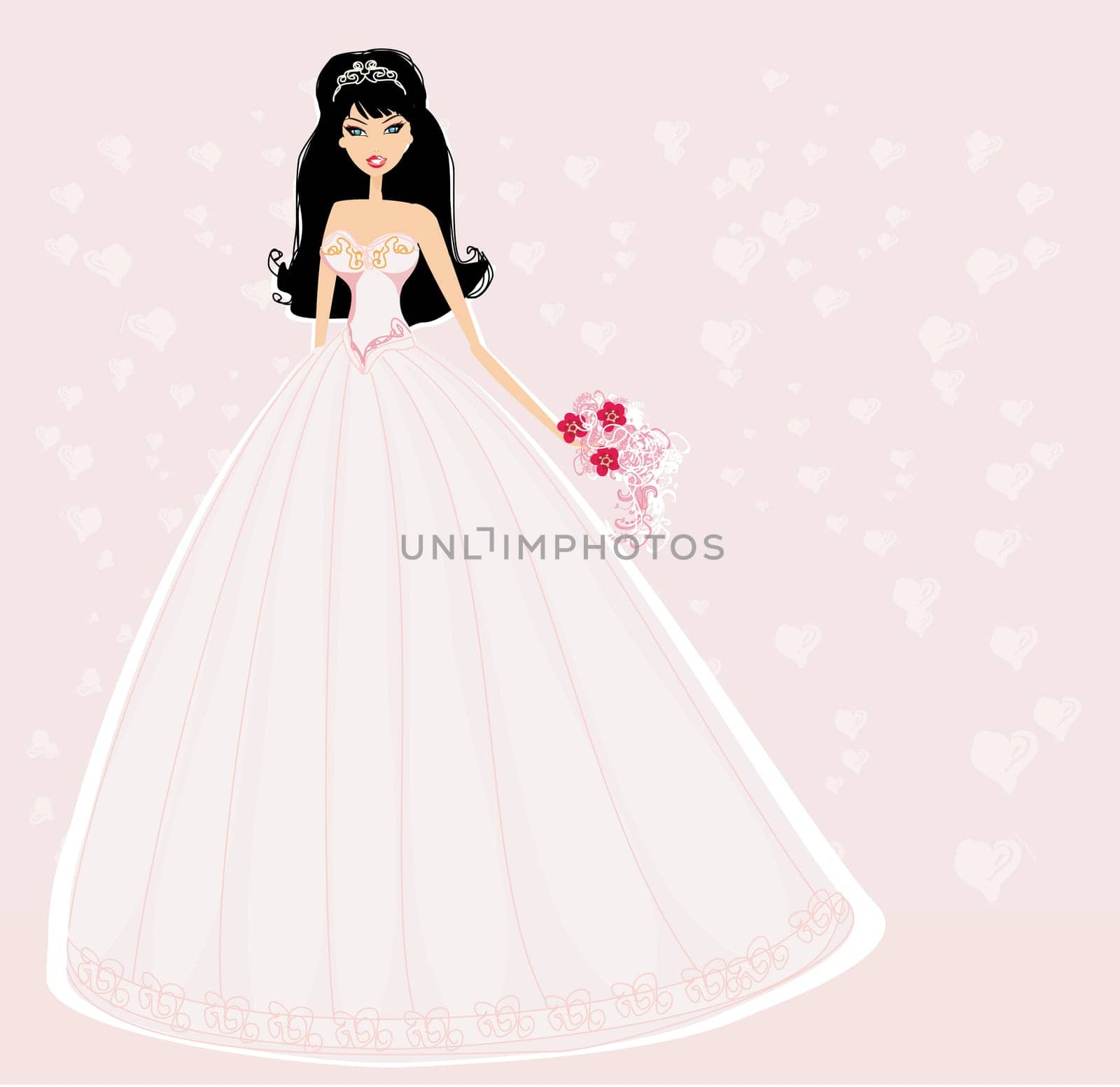 Beautiful bride with flowers card