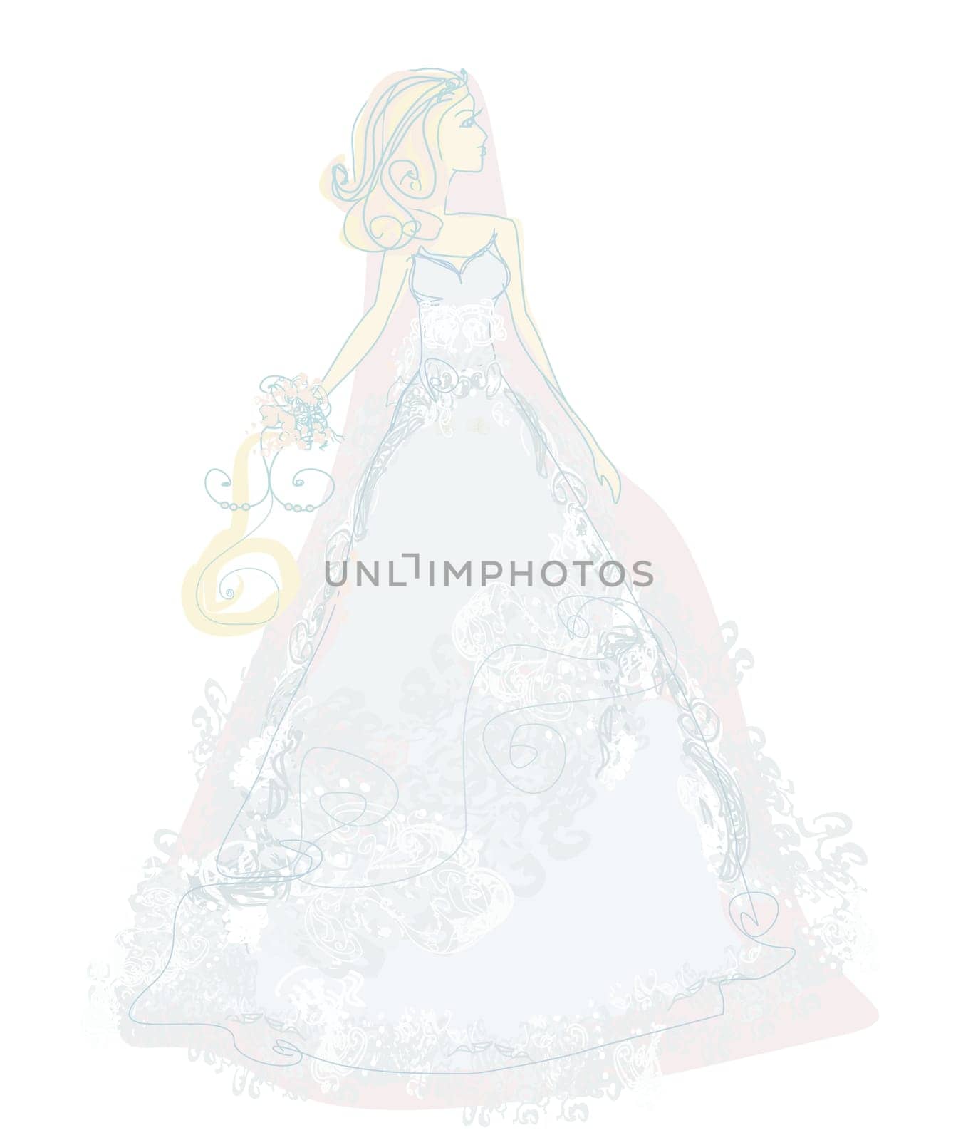 Beautiful bride with flowers card