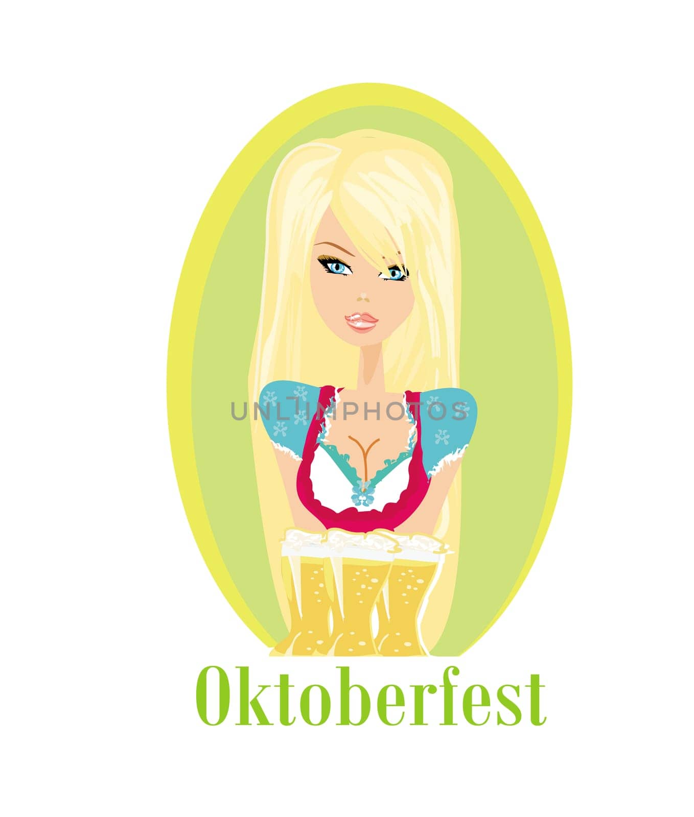 Oktoberfest beautifull waitress with beers on a tray