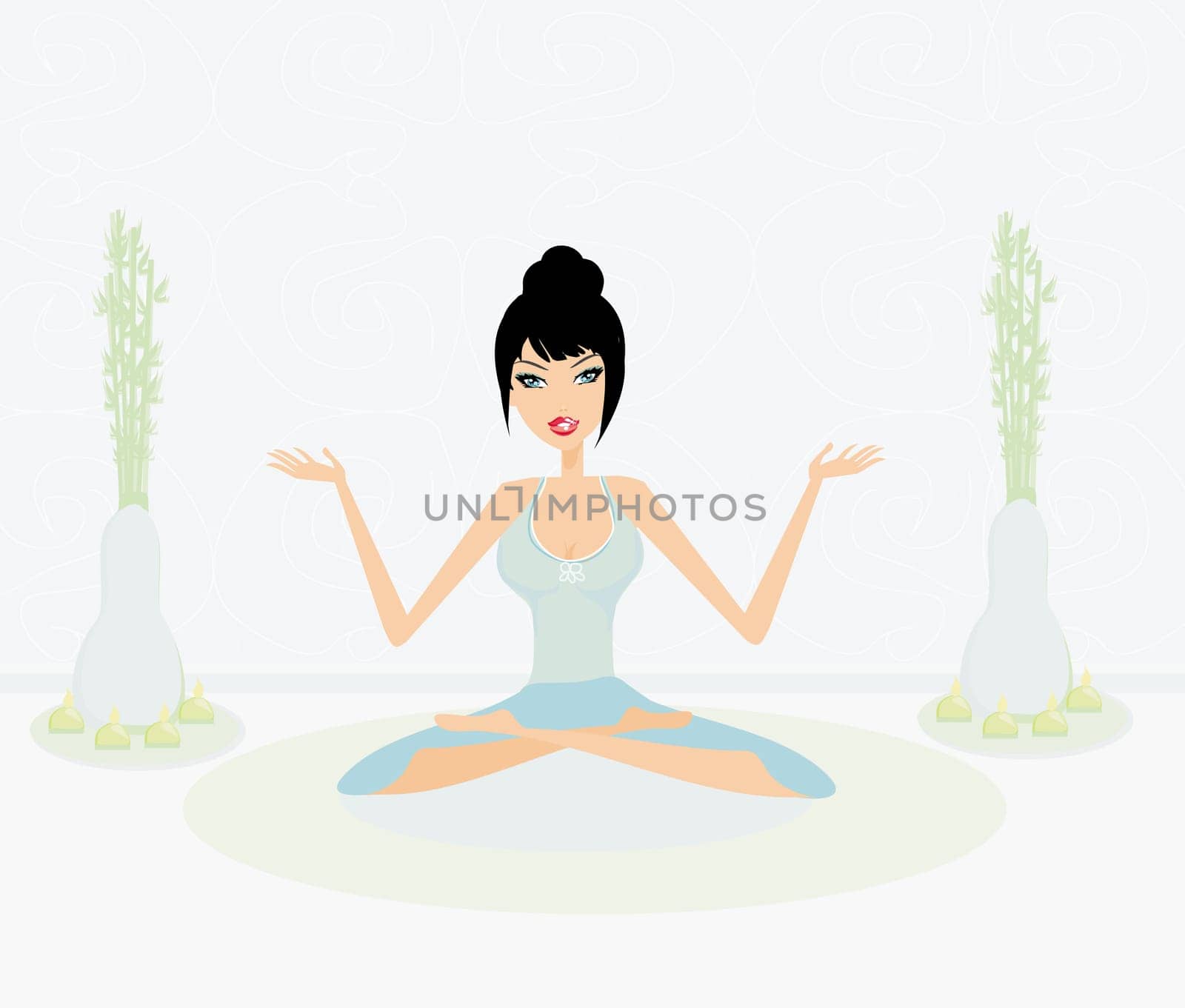 Yoga girl in lotus position