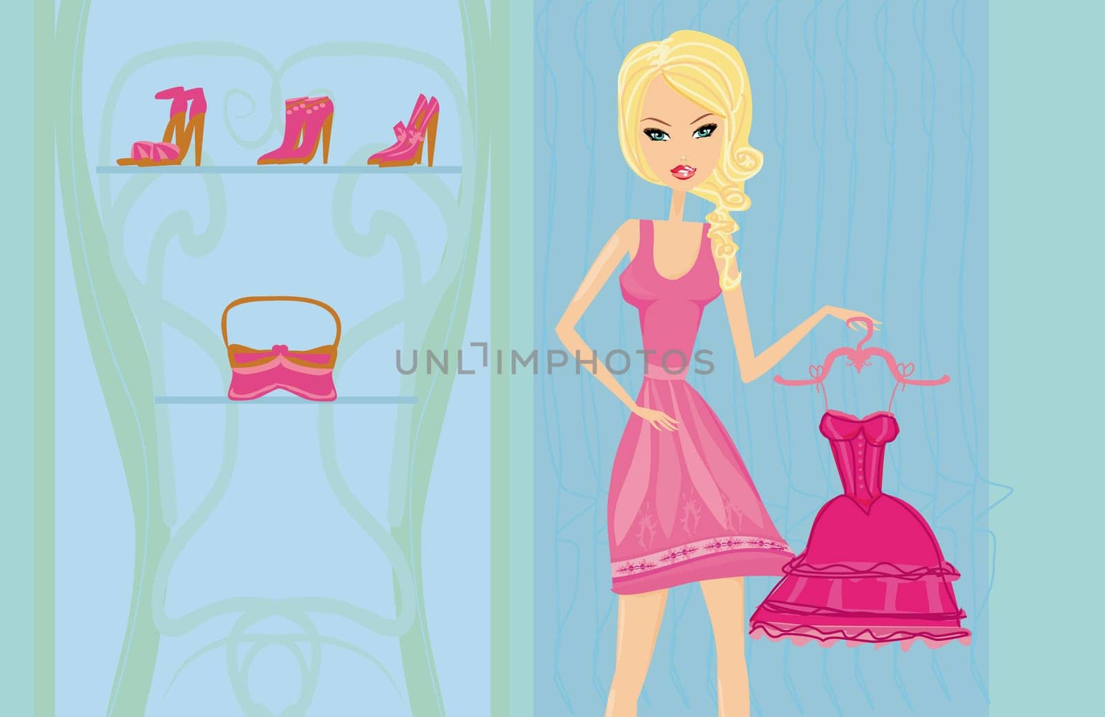 Elegant shopping woman illustration