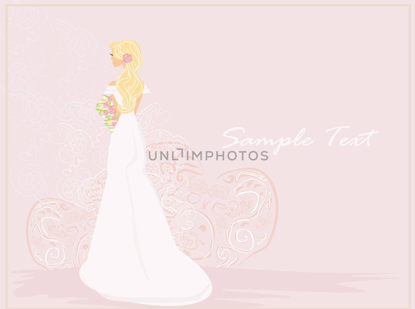 Beautiful bride with flowers card