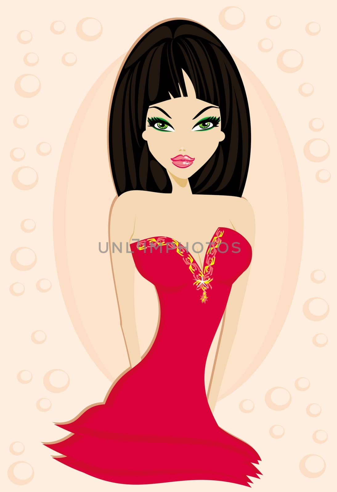 Beautiful sexy woman in red dress
