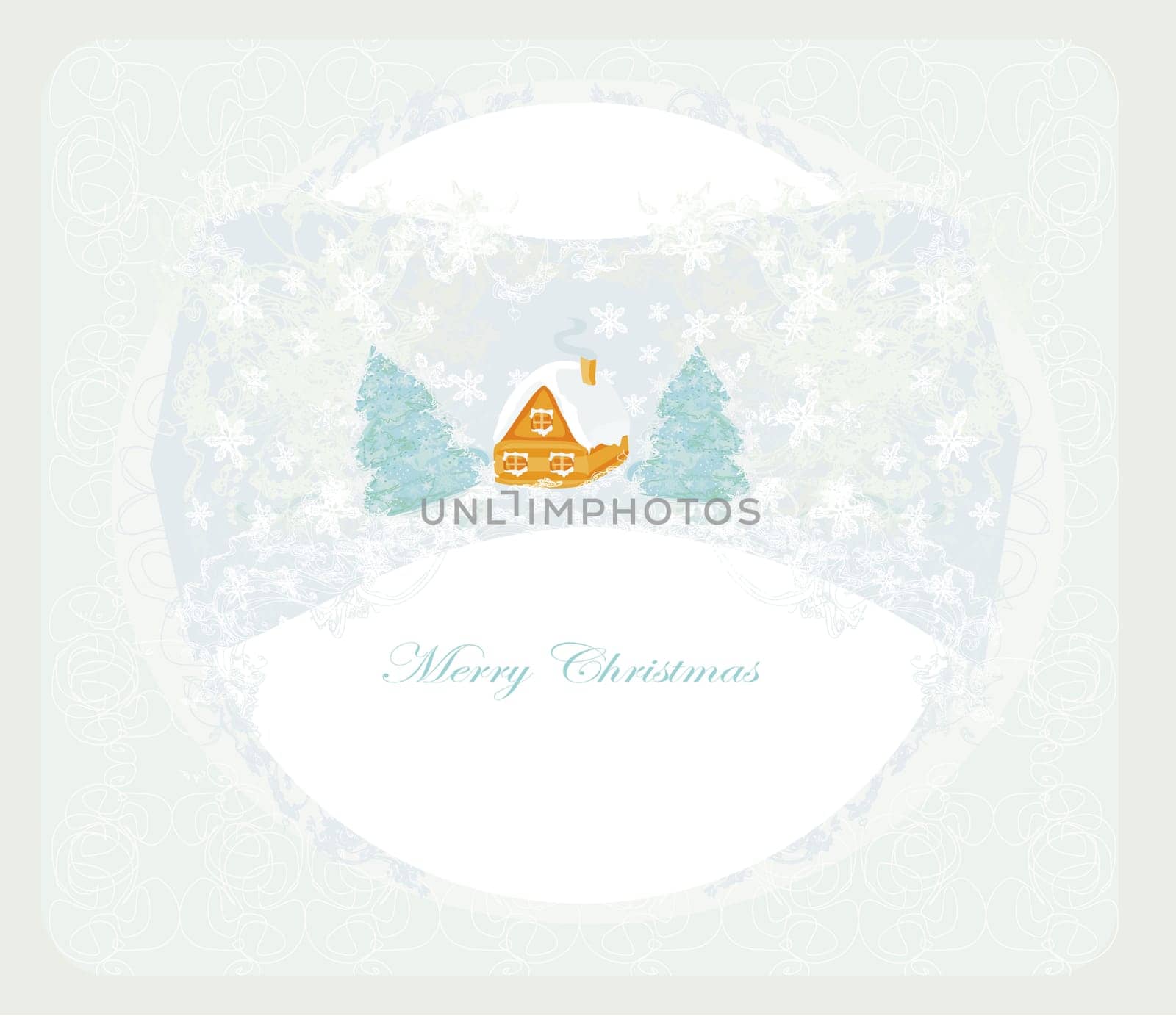 Christmas night in the village card