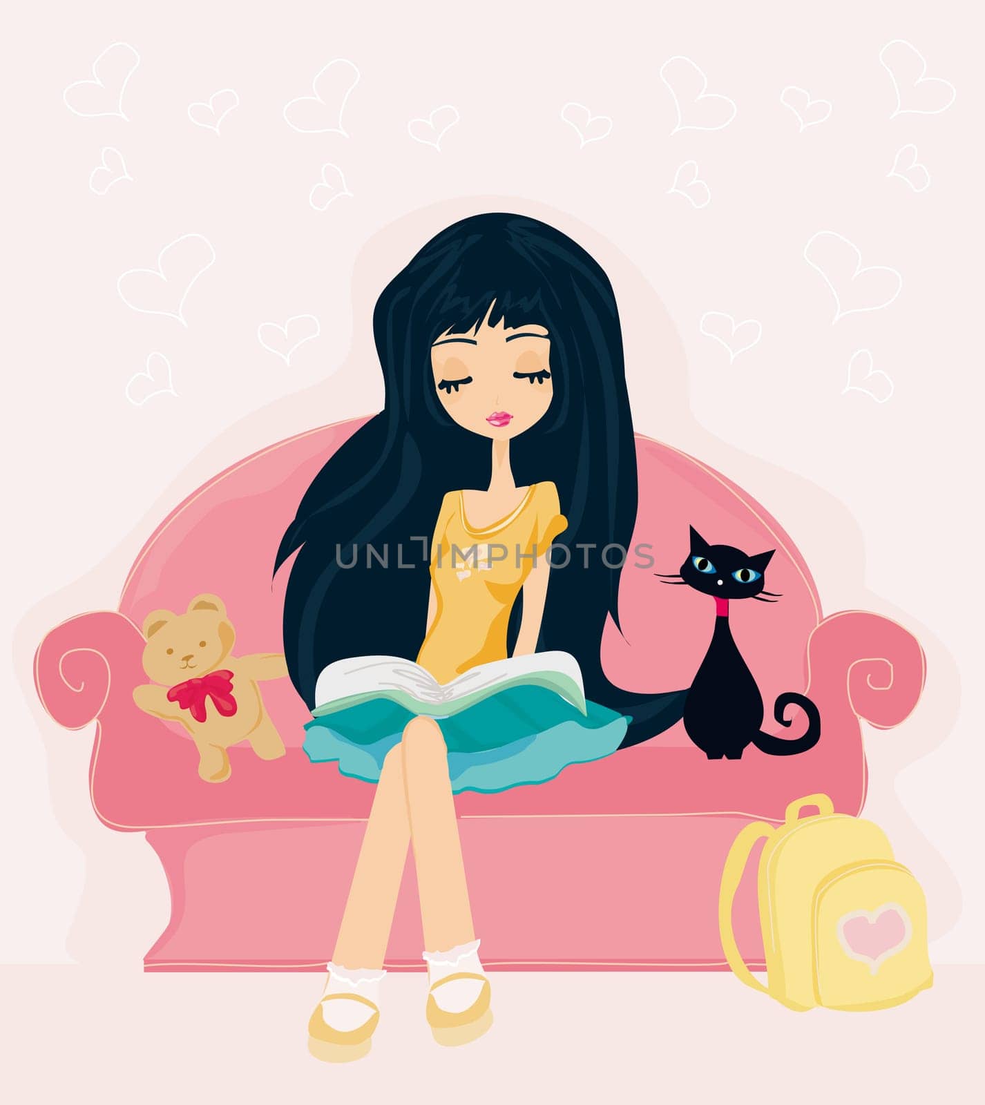 Teen girl Reading A Book
