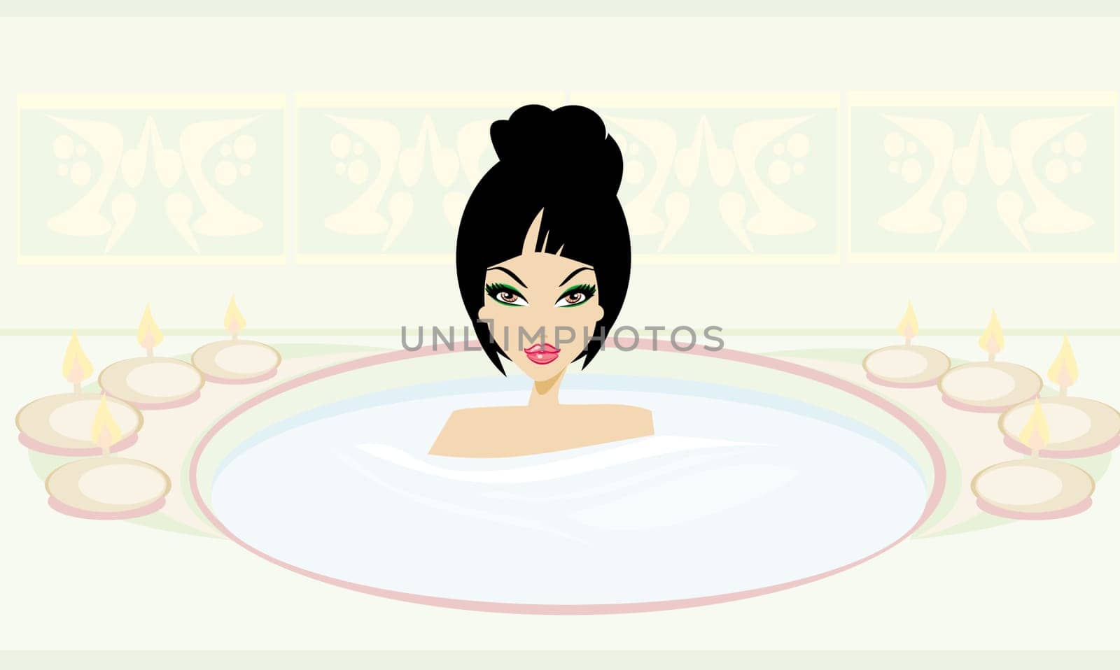 spa lady in the bathtub vector image