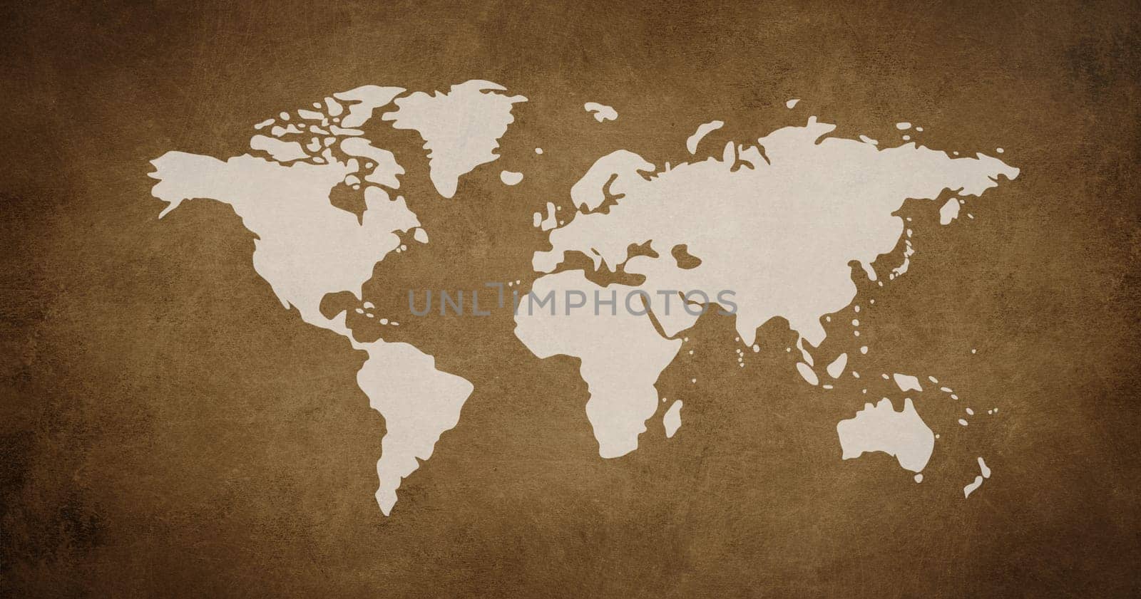World map on a brown textured background, travel and tourism concept, geography of countries, vintage style, wallpaper continents