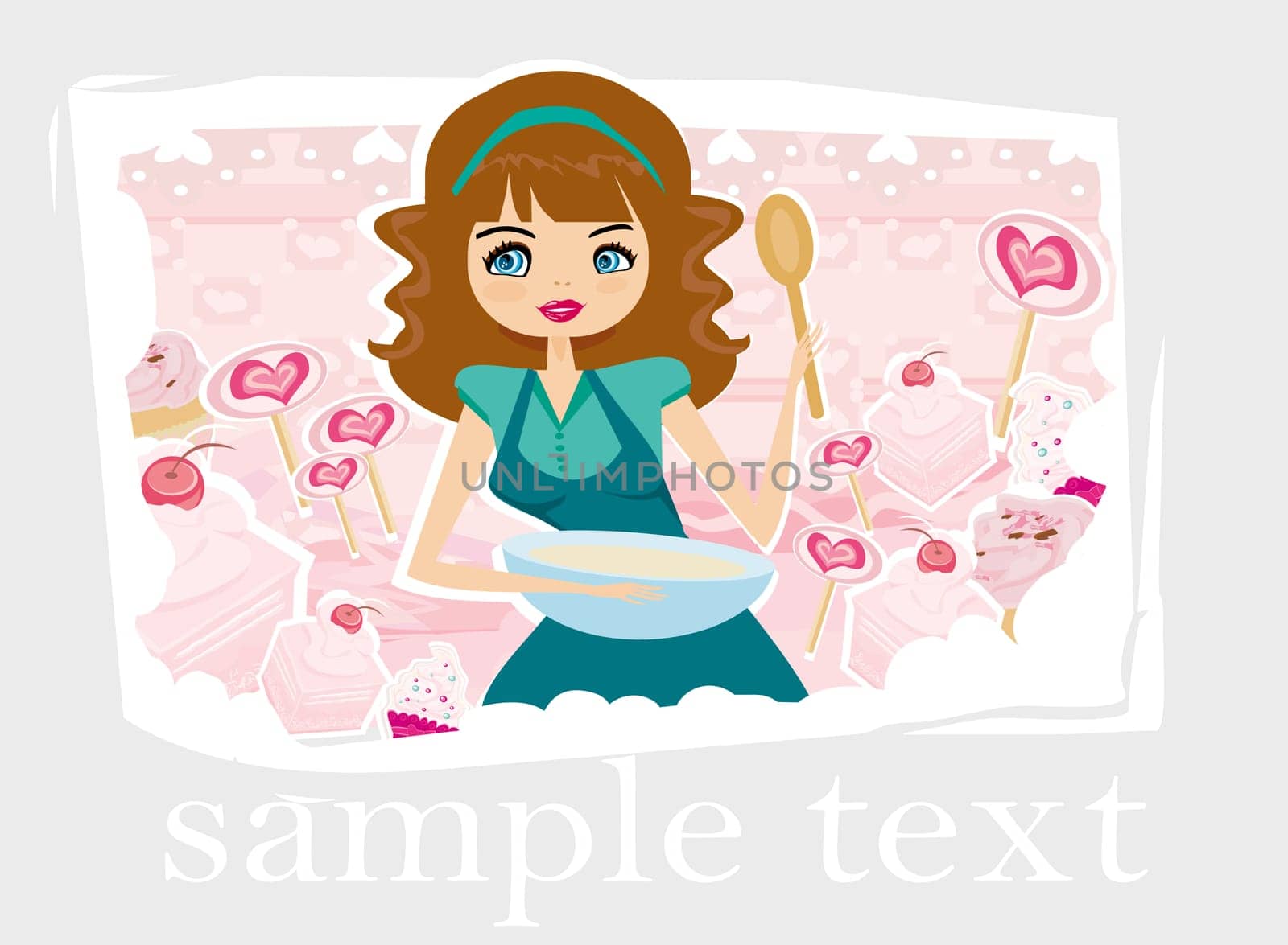 beautiful girl cooking sweet desserts