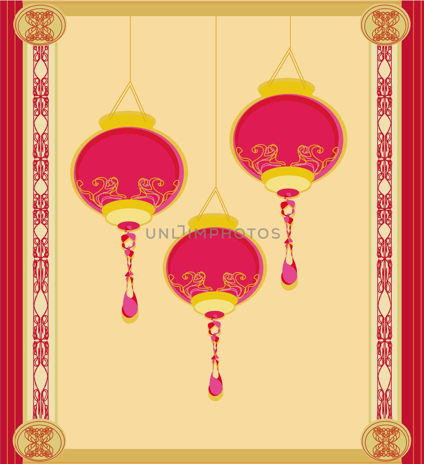 Chinese New Year with lanterns card