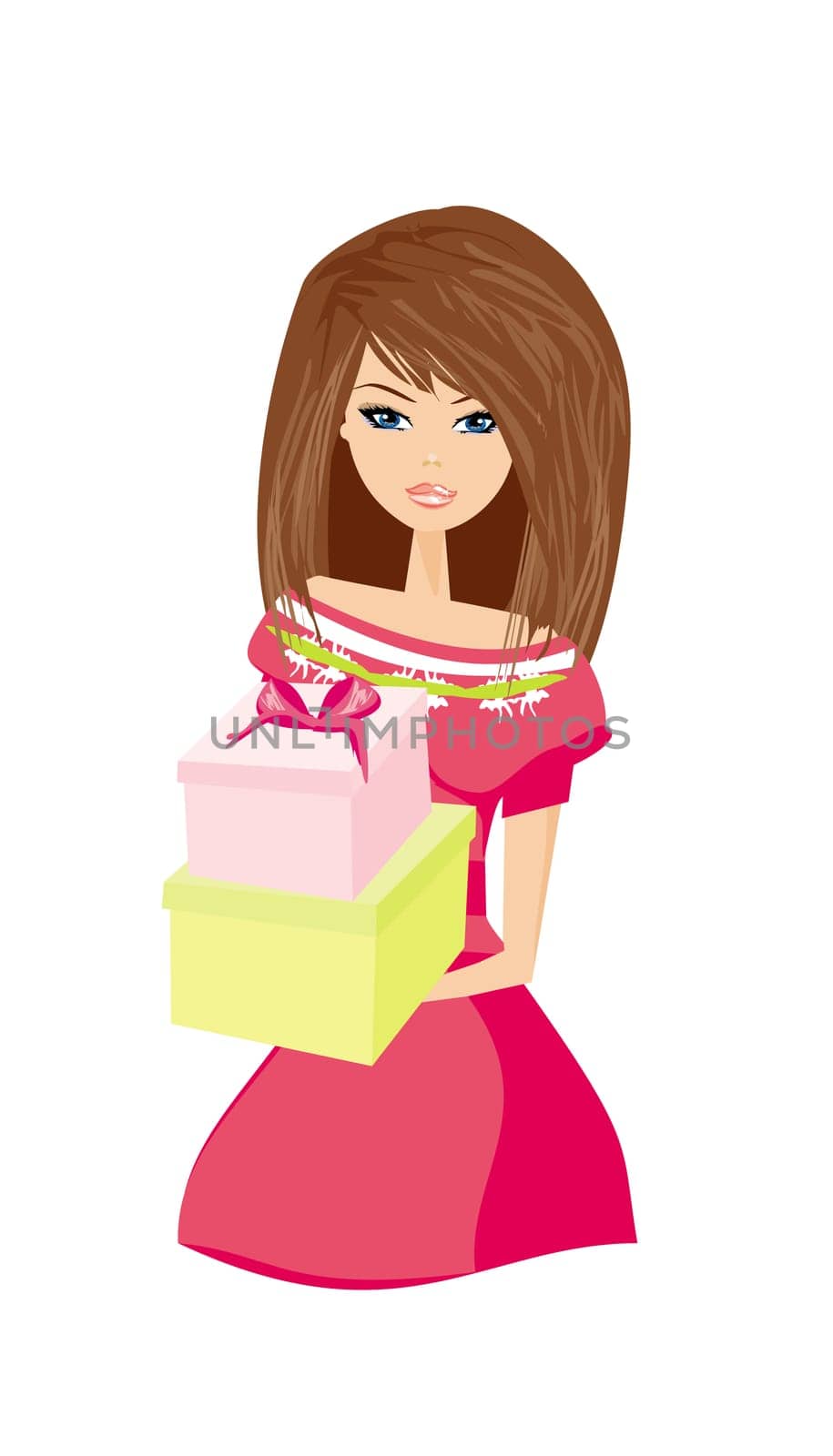 Beautiful girl with gift box