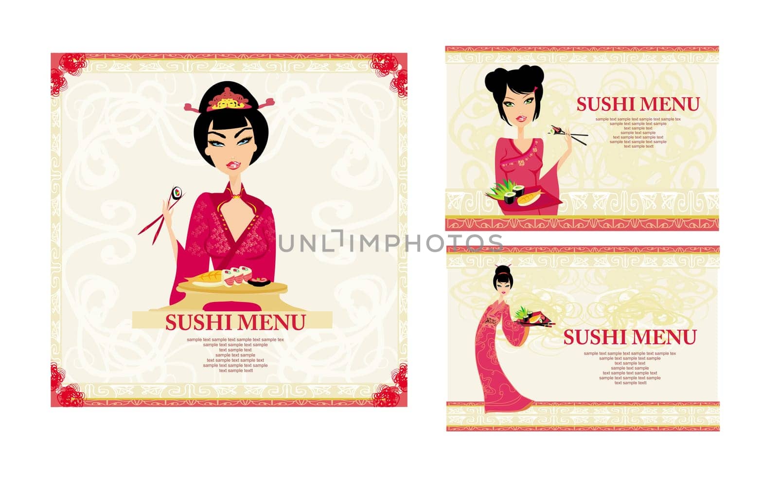 template of traditional Japanese food menu set