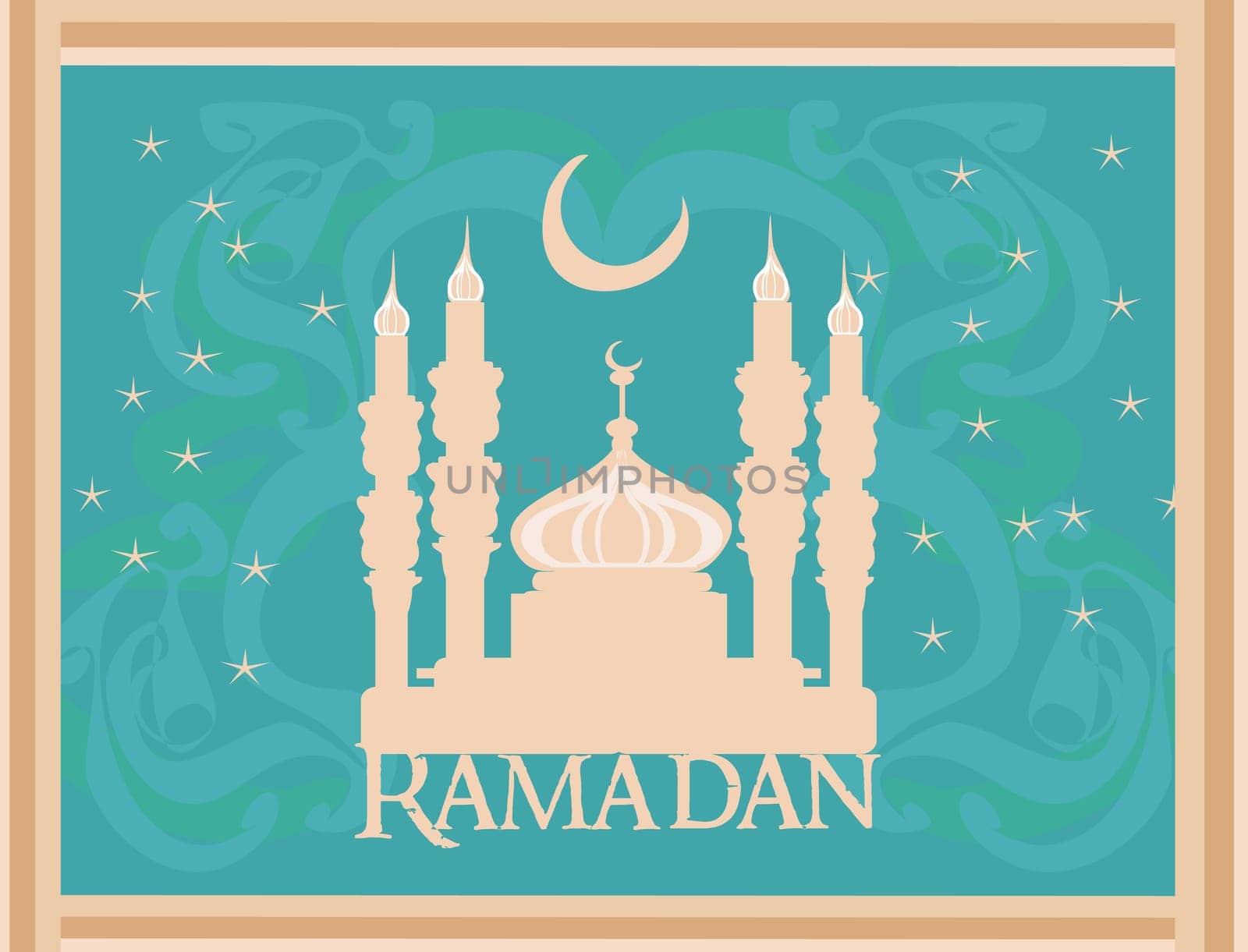 Ramadan background - mosque silhouette vector card