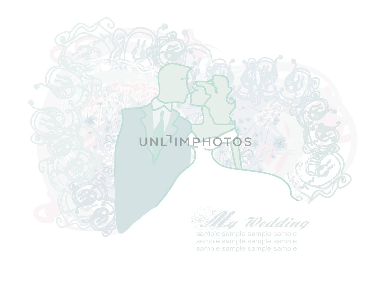 elegant wedding invitation with wedding couple
