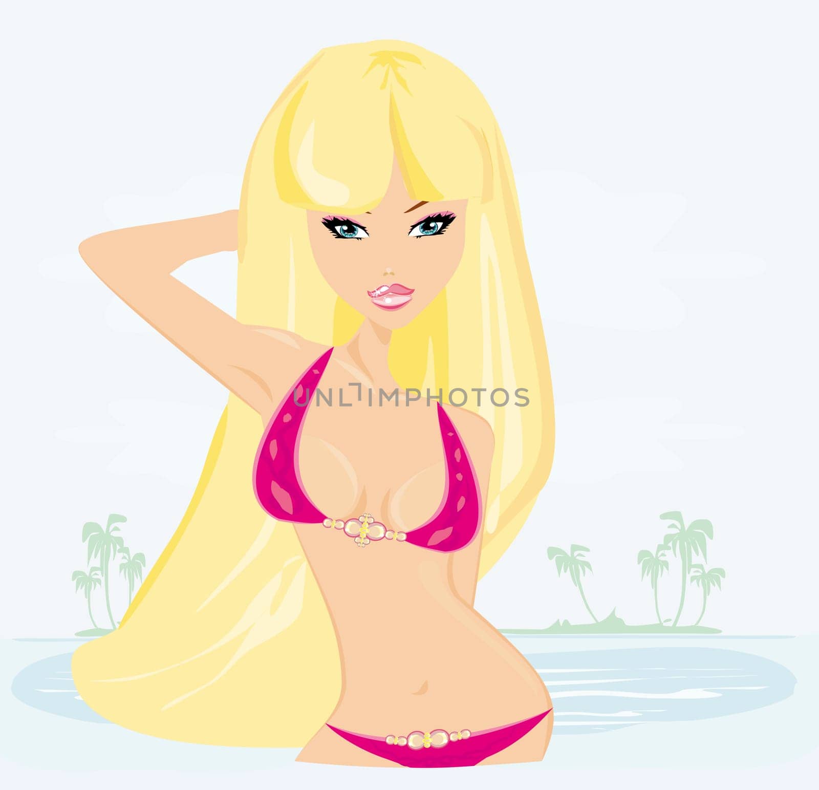 Summer sexy beach girl in bikini
