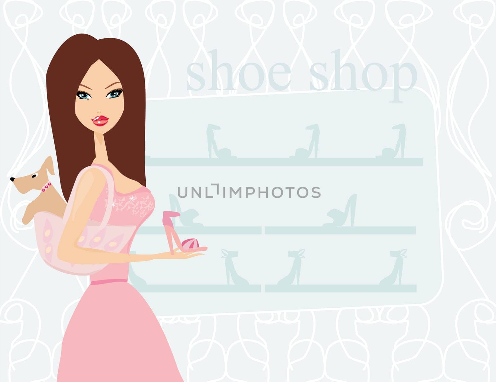 Fashion girl shopping in shoe shop