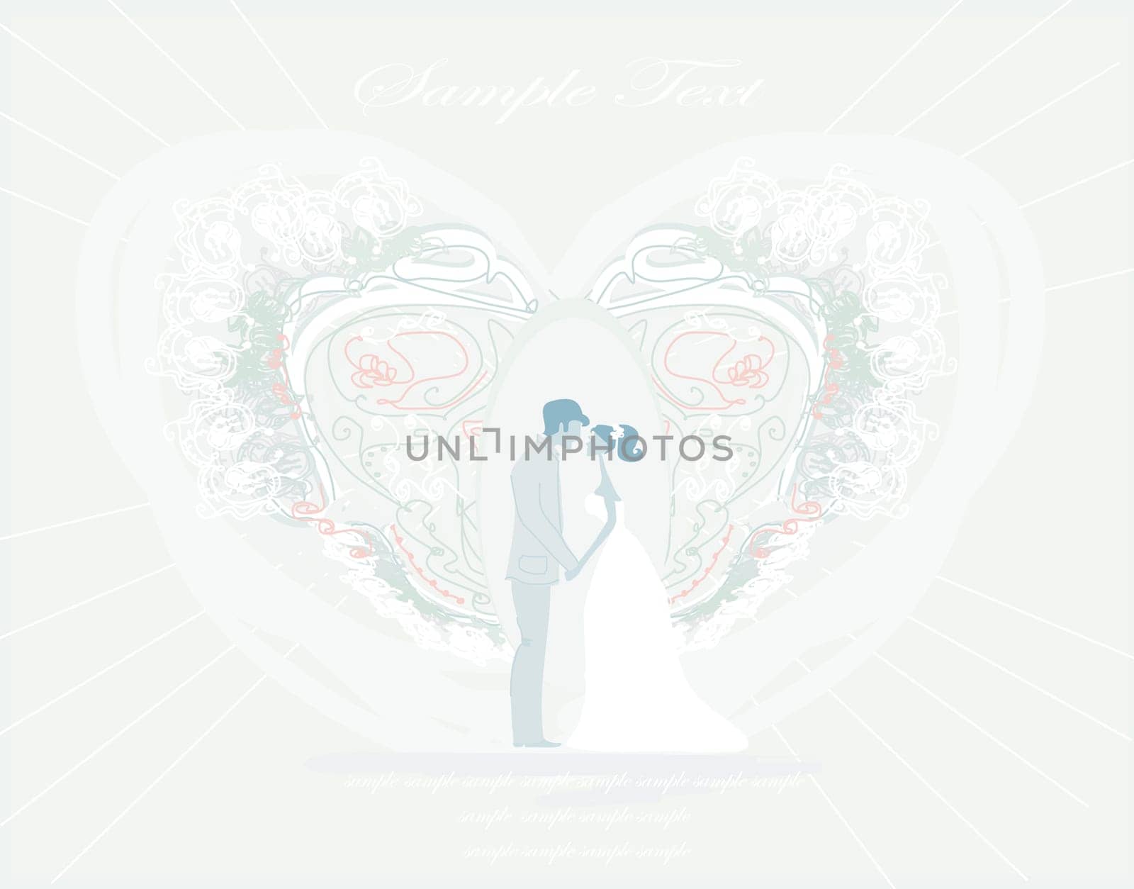 elegant wedding invitation with wedding couple