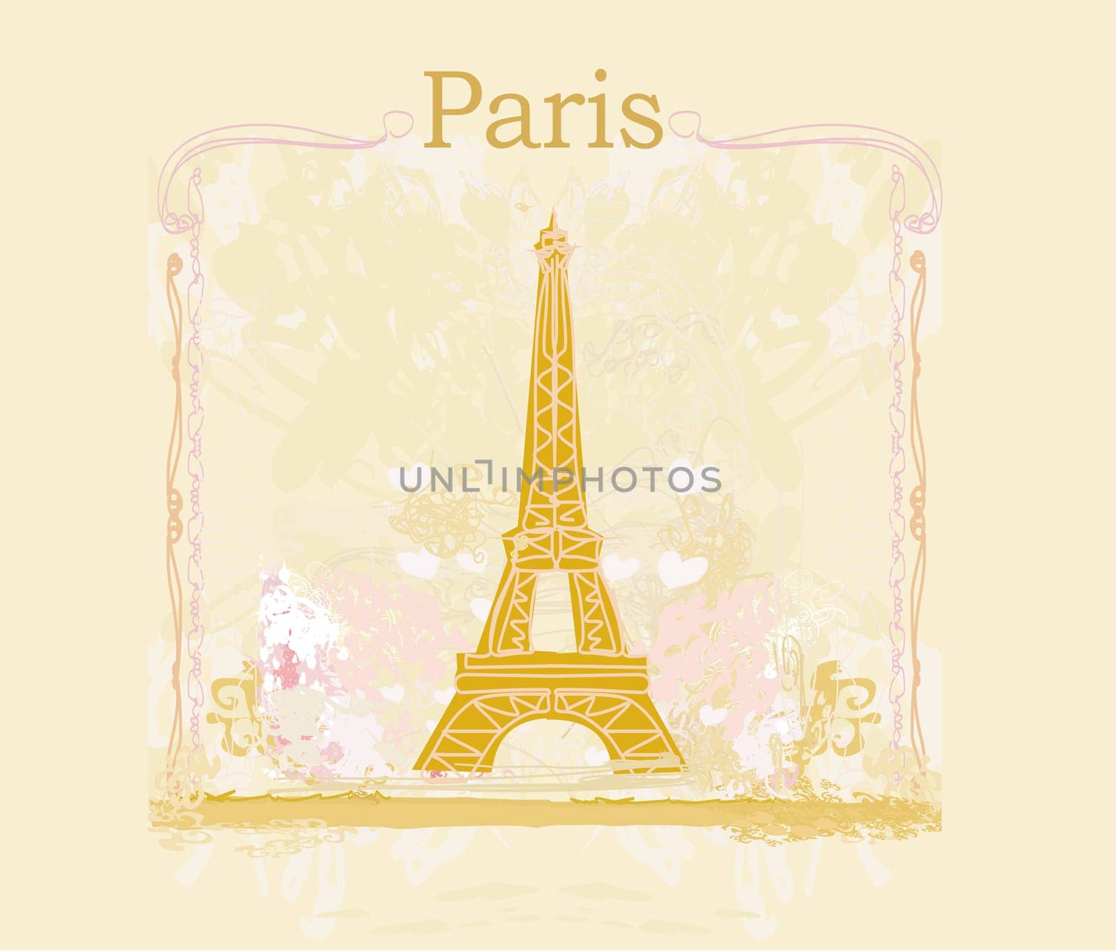 Eiffel tower artistic background. Vector illustration.